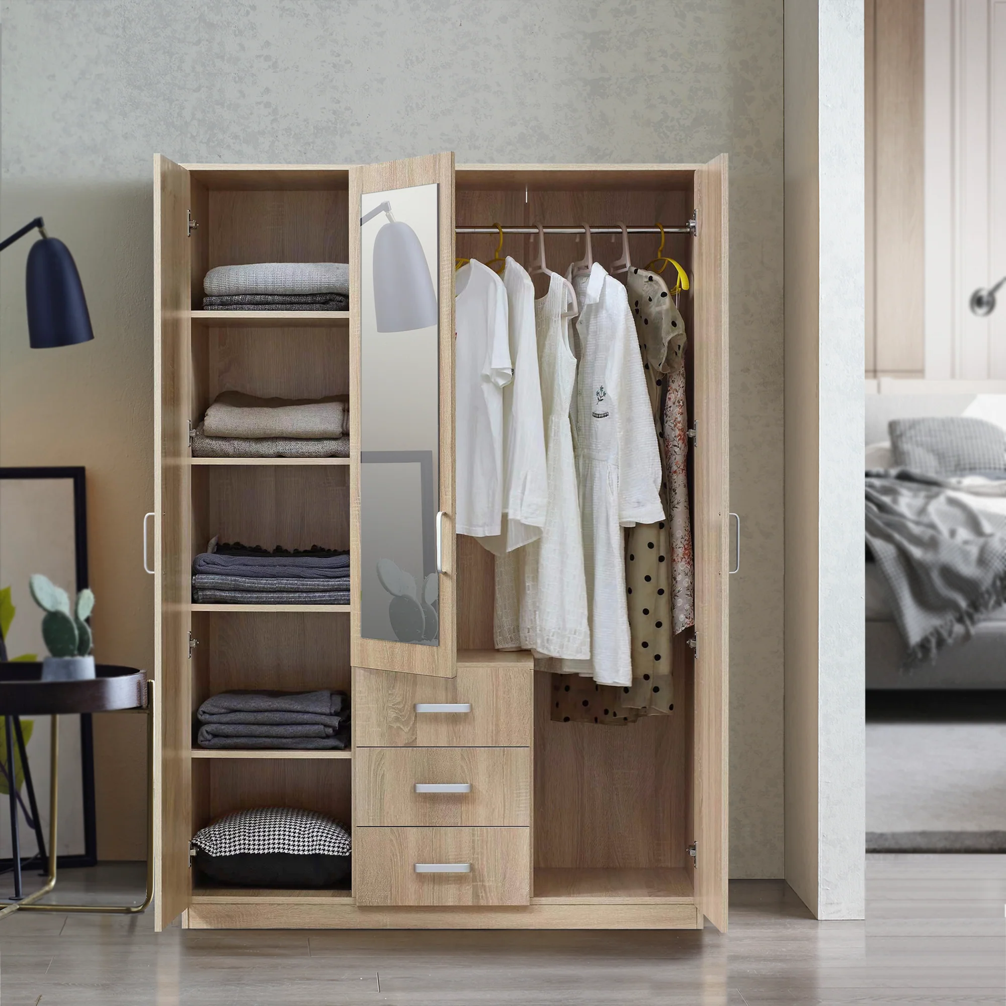 [en.casa] Kledingkast Bodolz mdf Sonoma eiken - 4 varianten - Image 2