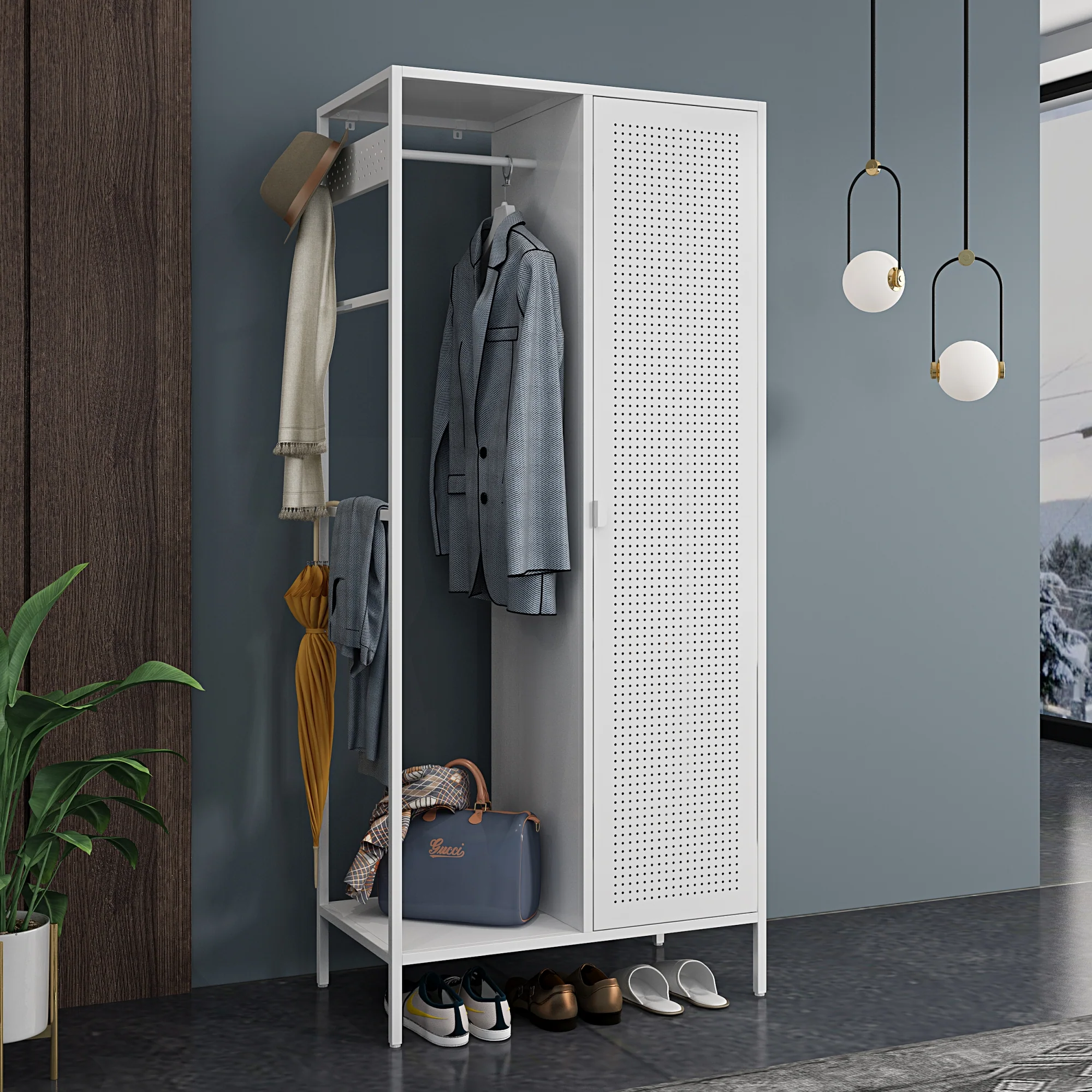 Kledingkast Puumala metaal 180x80x45 cm [en.casa]