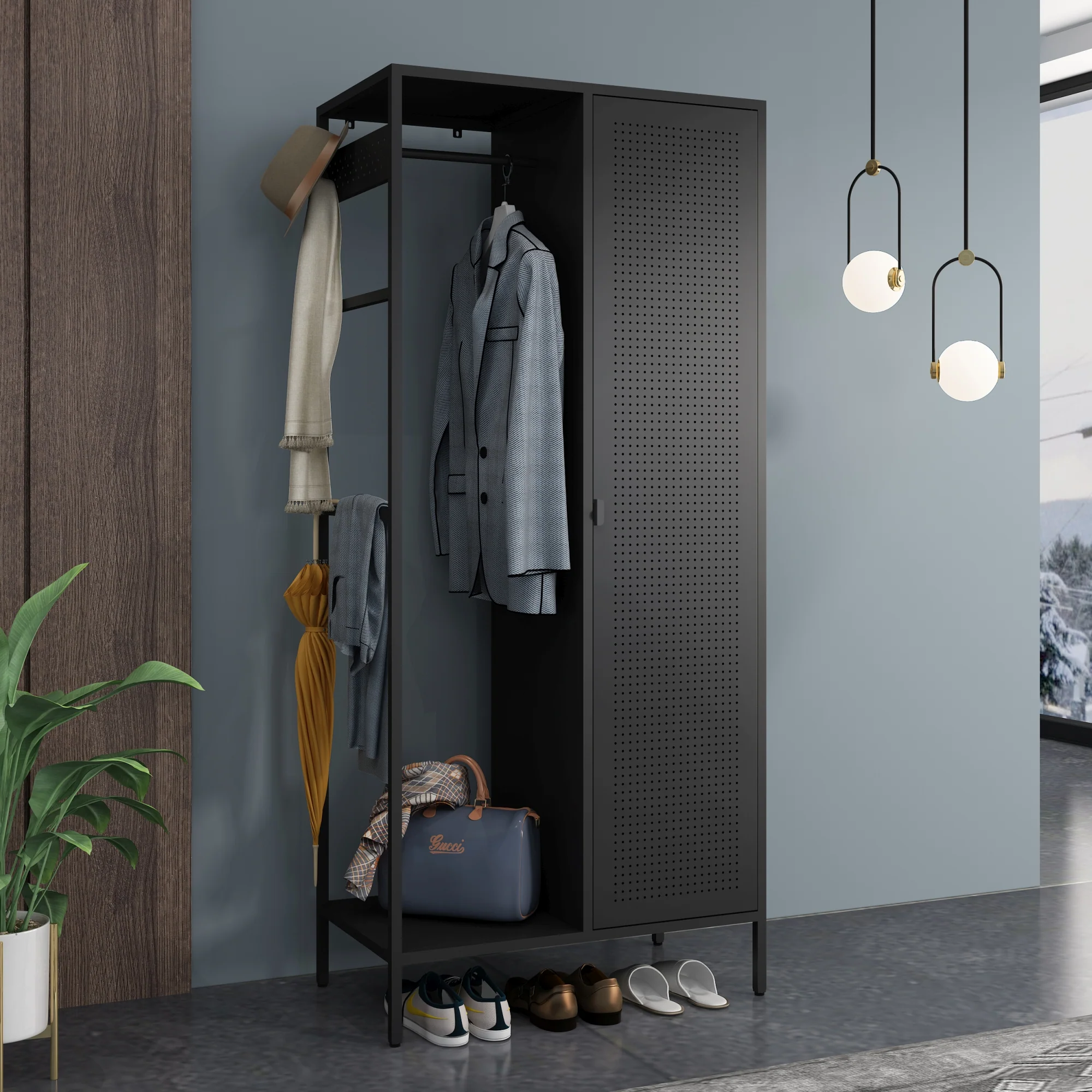 Kledingkast Puumala metaal 180x80x45 cm [en.casa] - Image 2