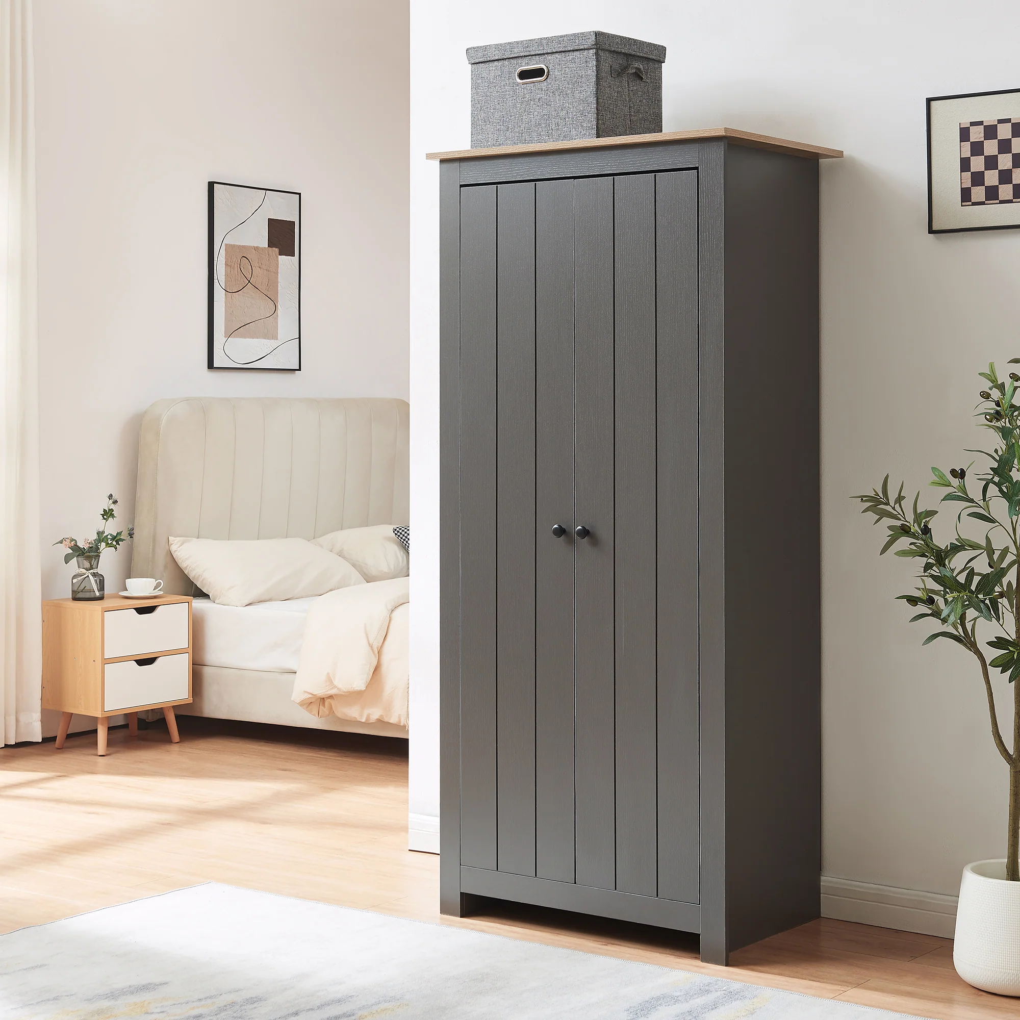 Kledingkast Trorjam 2-deurs 175x80x52 cm [en.casa] - Image 3
