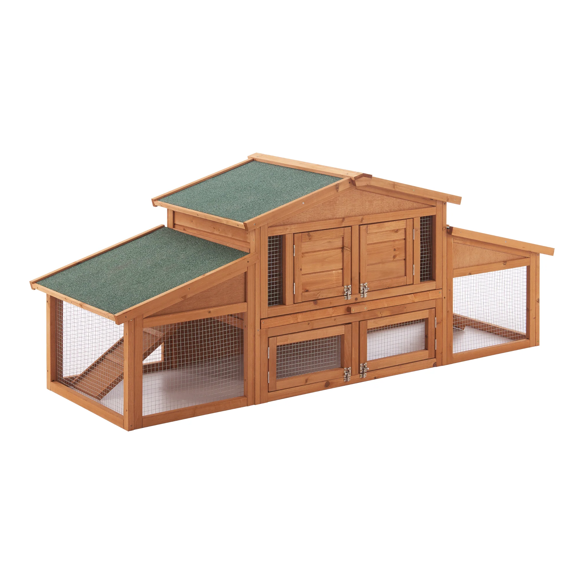 [en.casa] Konijnenhok Schmitten 72x180x62 cm houtkleurig