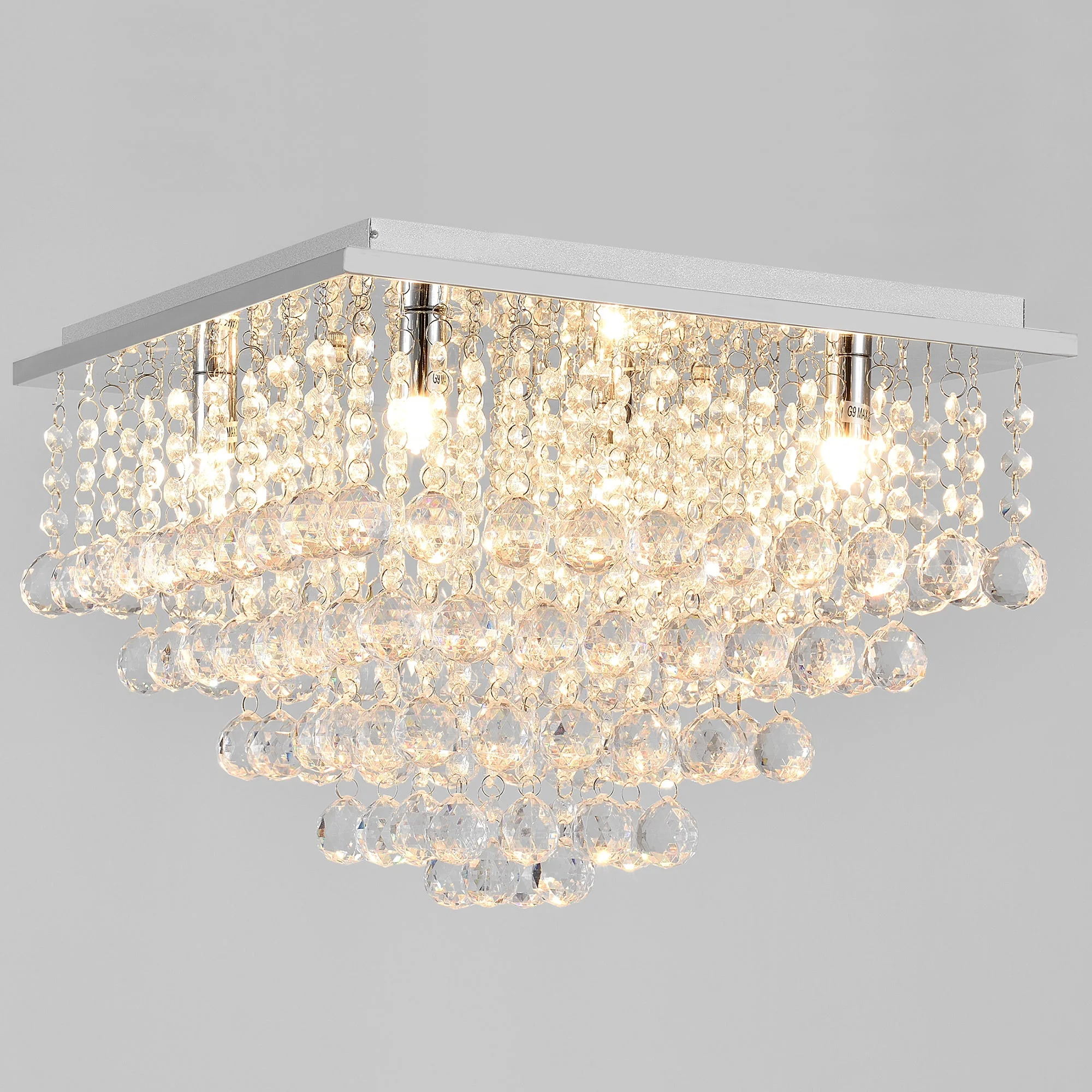 Plafondlamp Veli Prisma 28x38x38 met kristallen chroom 4xG9 - Image 2