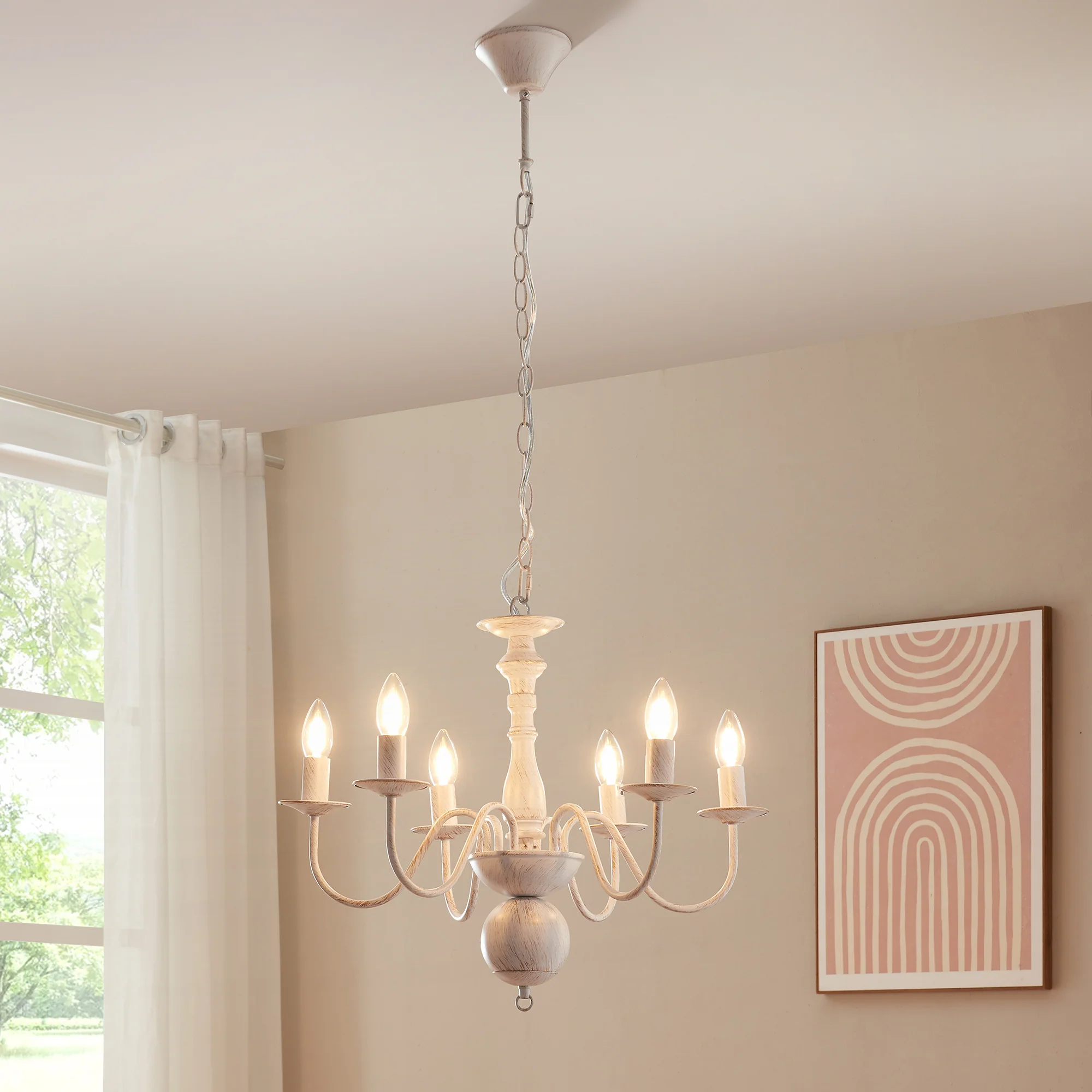 Kroonluchter Berkeley 6-lichts klassiek vintage wit lux.pro