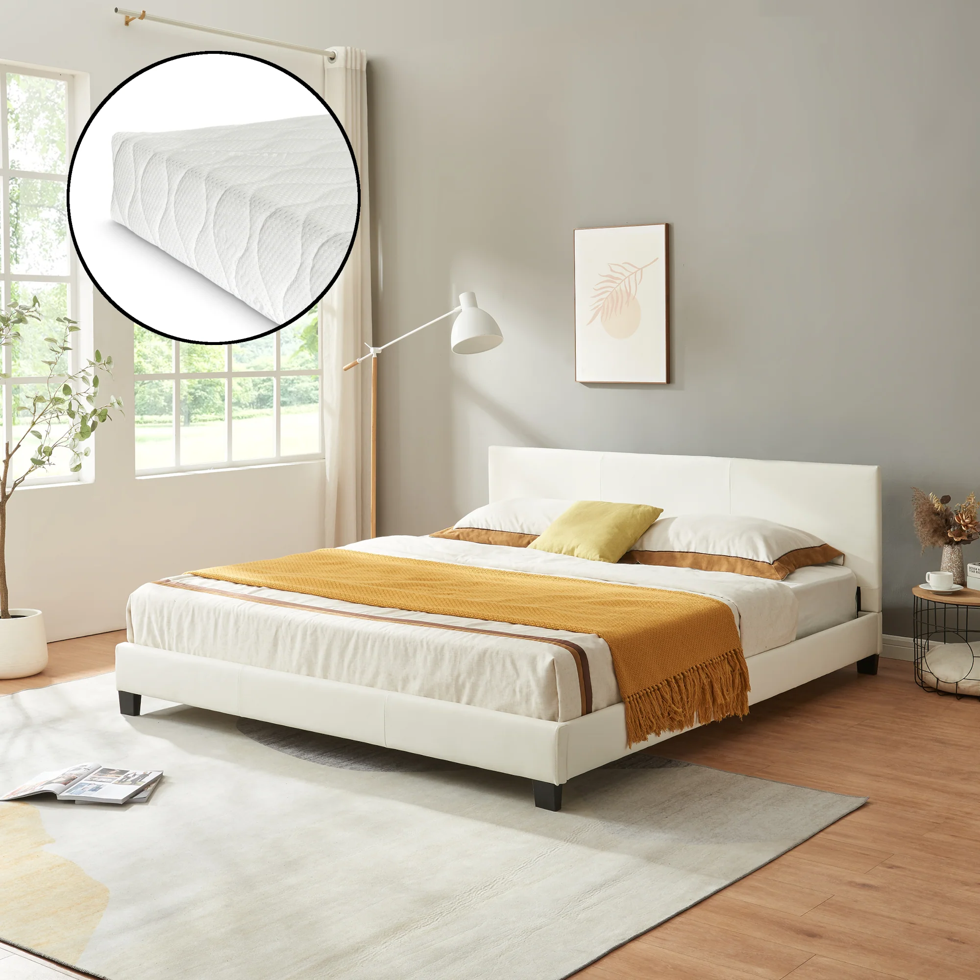 Aron bedframe kunstleer met matras en bedbodem - 18 varianten - Image 13