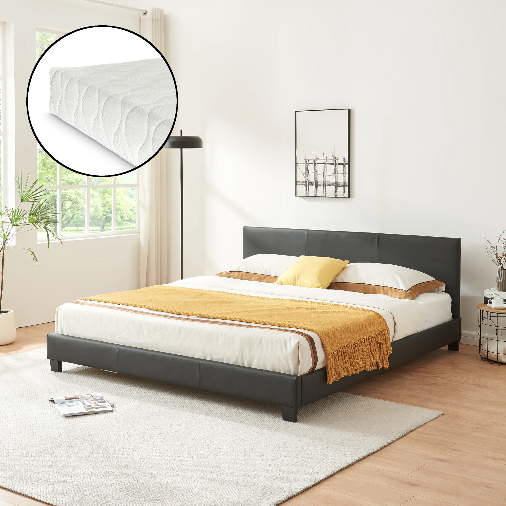 Aron bedframe kunstleer met matras en bedbodem - 18 varianten - Image 18