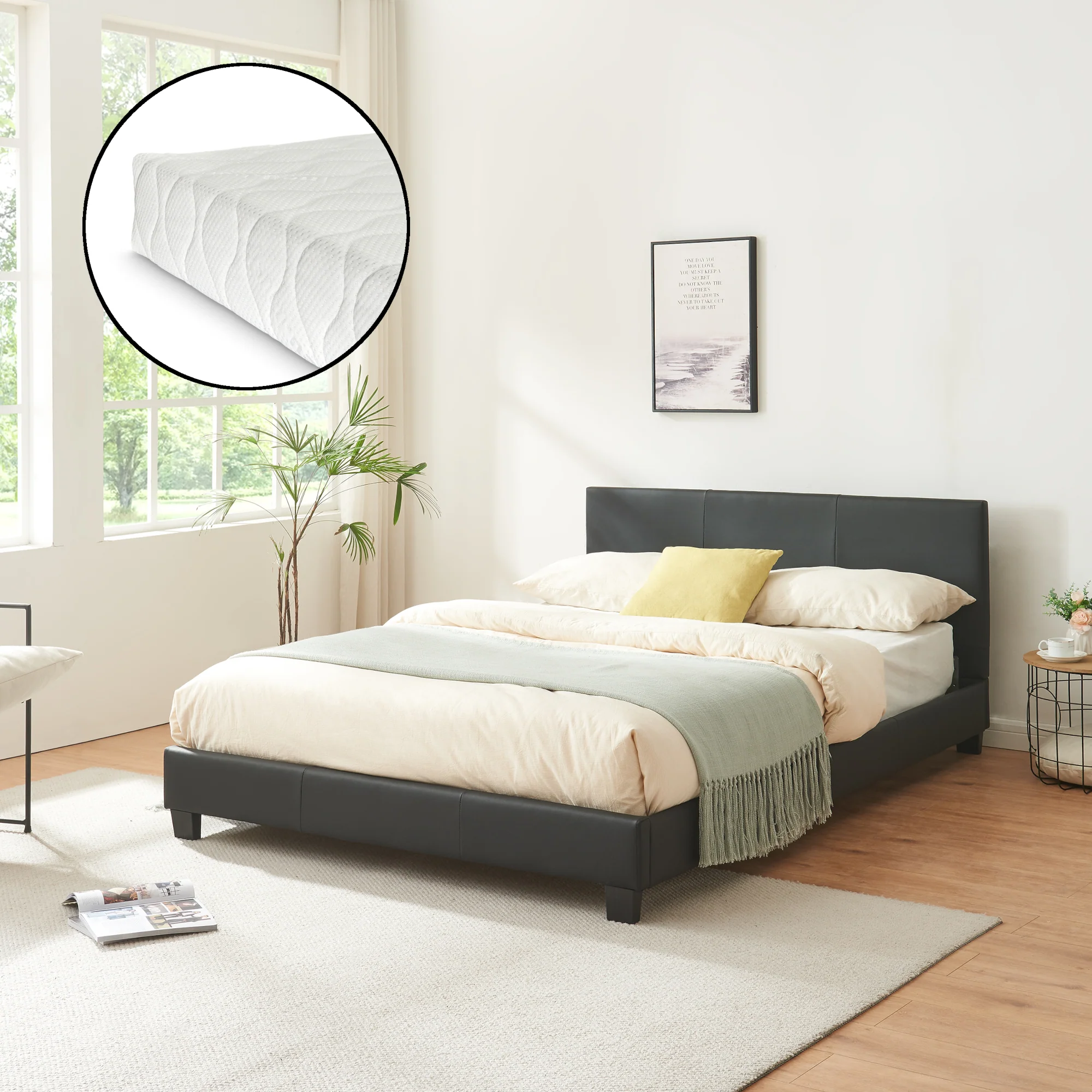 Aron bedframe kunstleer met matras en bedbodem - 18 varianten - Image 19