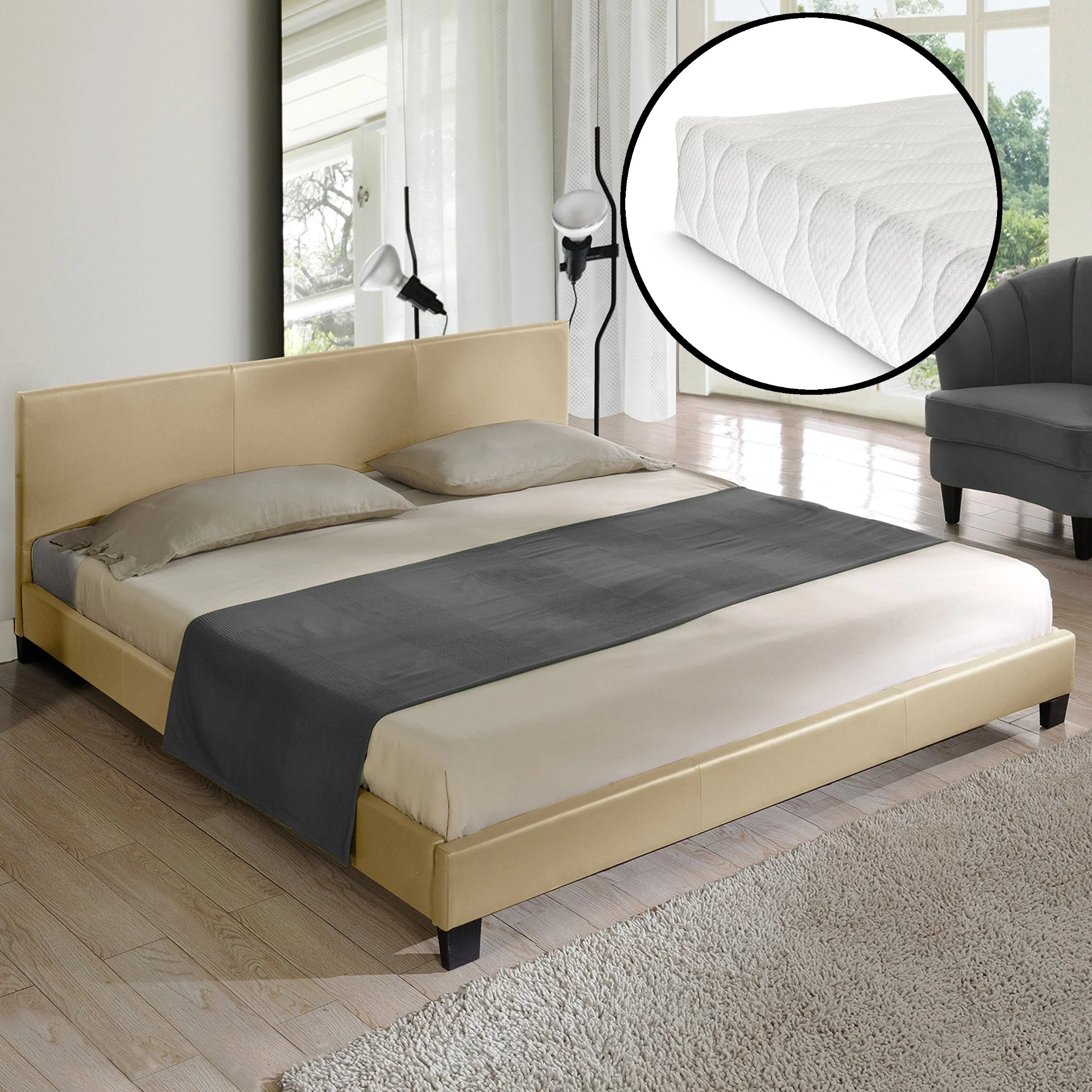 Aron bedframe kunstleer met matras en bedbodem - 18 varianten - Image 22