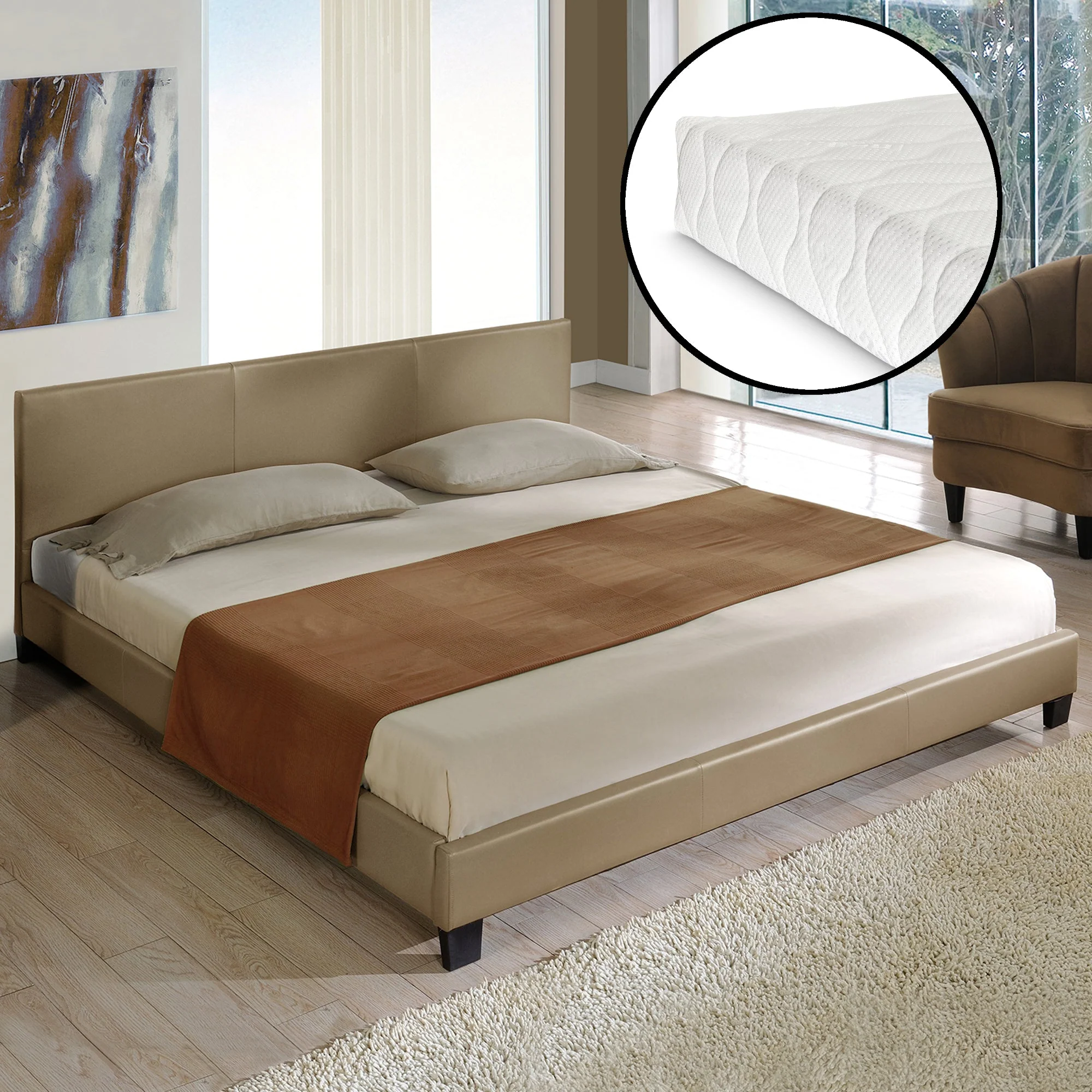 Aron bedframe kunstleer met matras en bedbodem - 18 varianten - Image 25