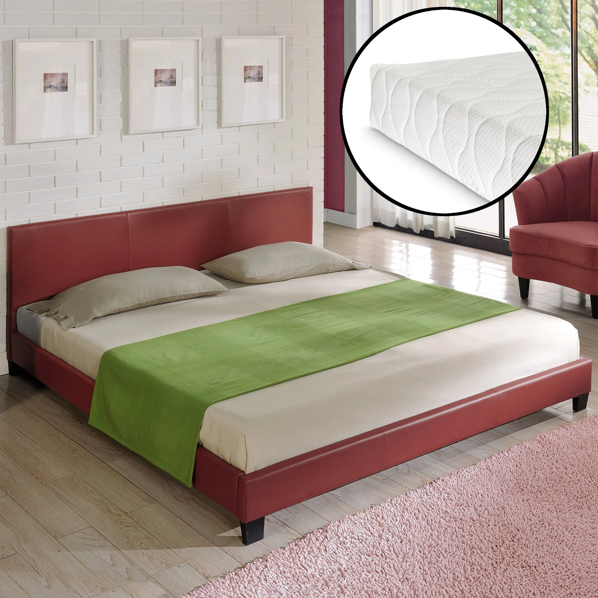 Aron bedframe kunstleer met matras en bedbodem - 18 varianten - Image 26