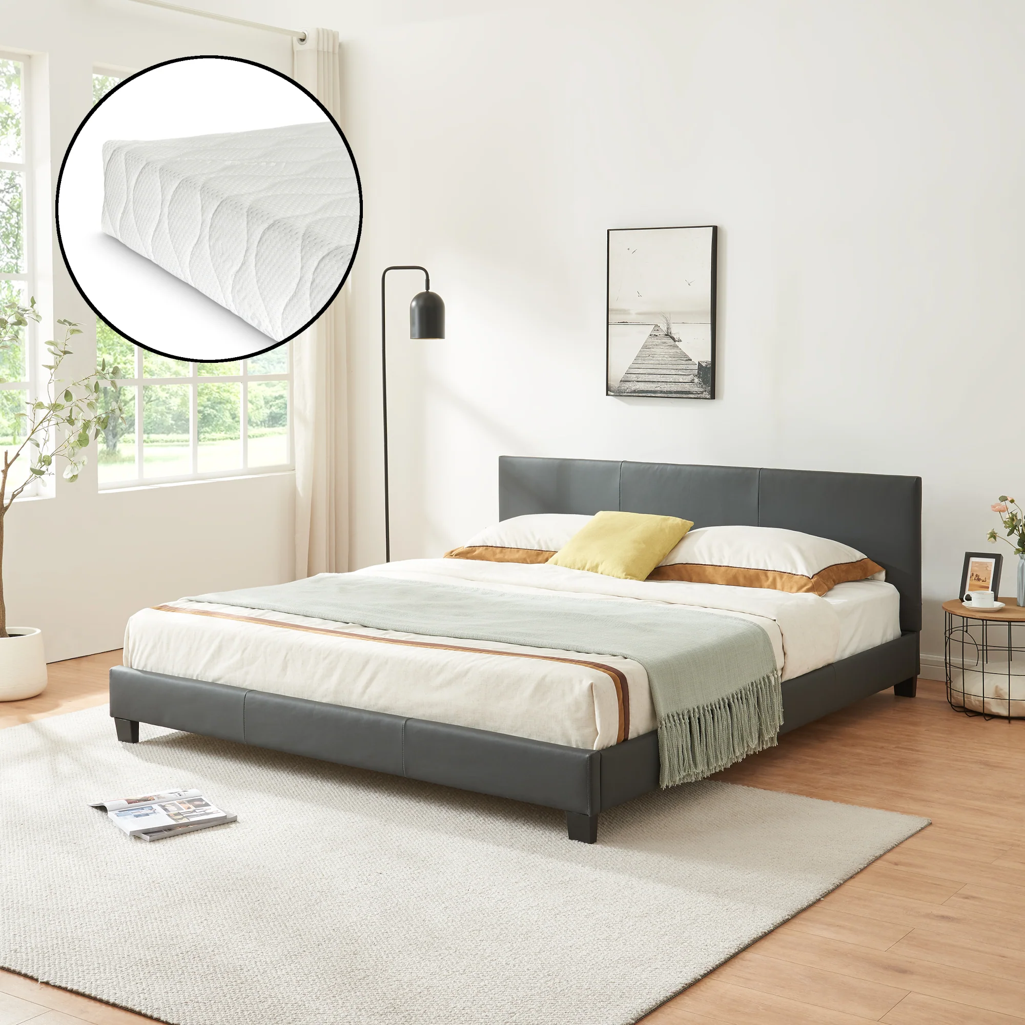 Aron bedframe kunstleer met matras en bedbodem - 18 varianten - Image 6