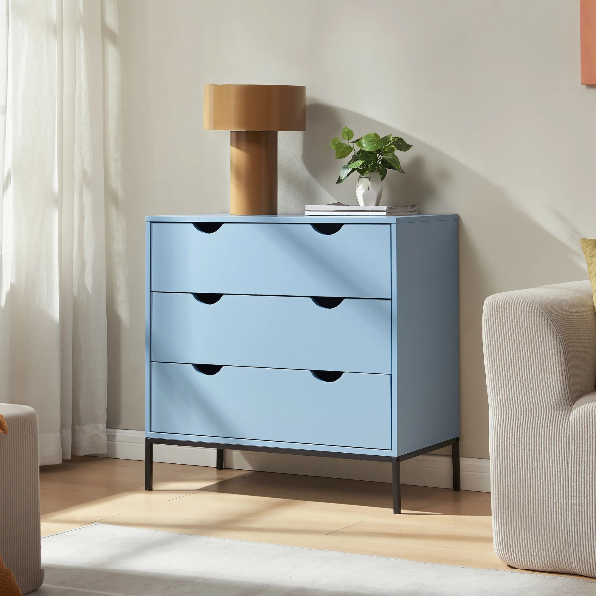 Ladekast Colwyn 78x80x40 cm Blauw [en.casa] - Image 2