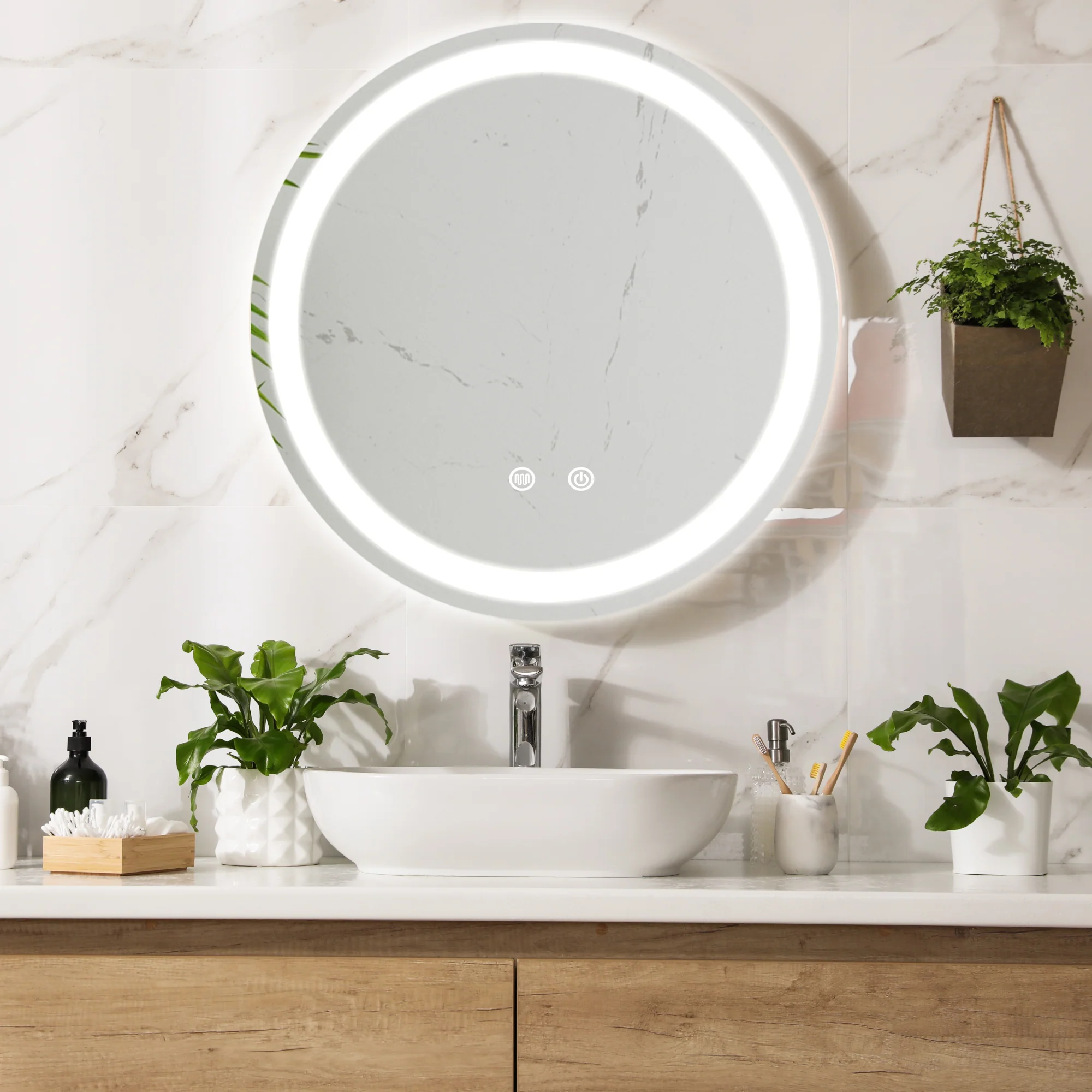 [pro.tec] LED spiegel rond Maratea zilverkleurig - 4 varianten - Image 2
