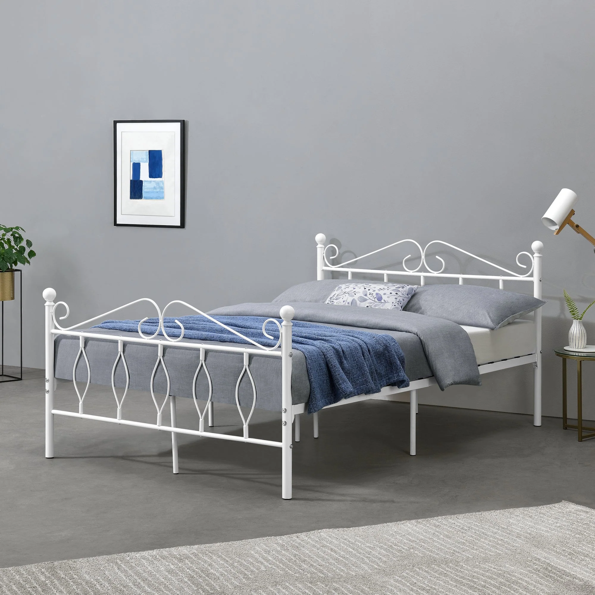 Metalen bedframe Apolda met metalen bedbodem wit - 3 varianten - Image 5