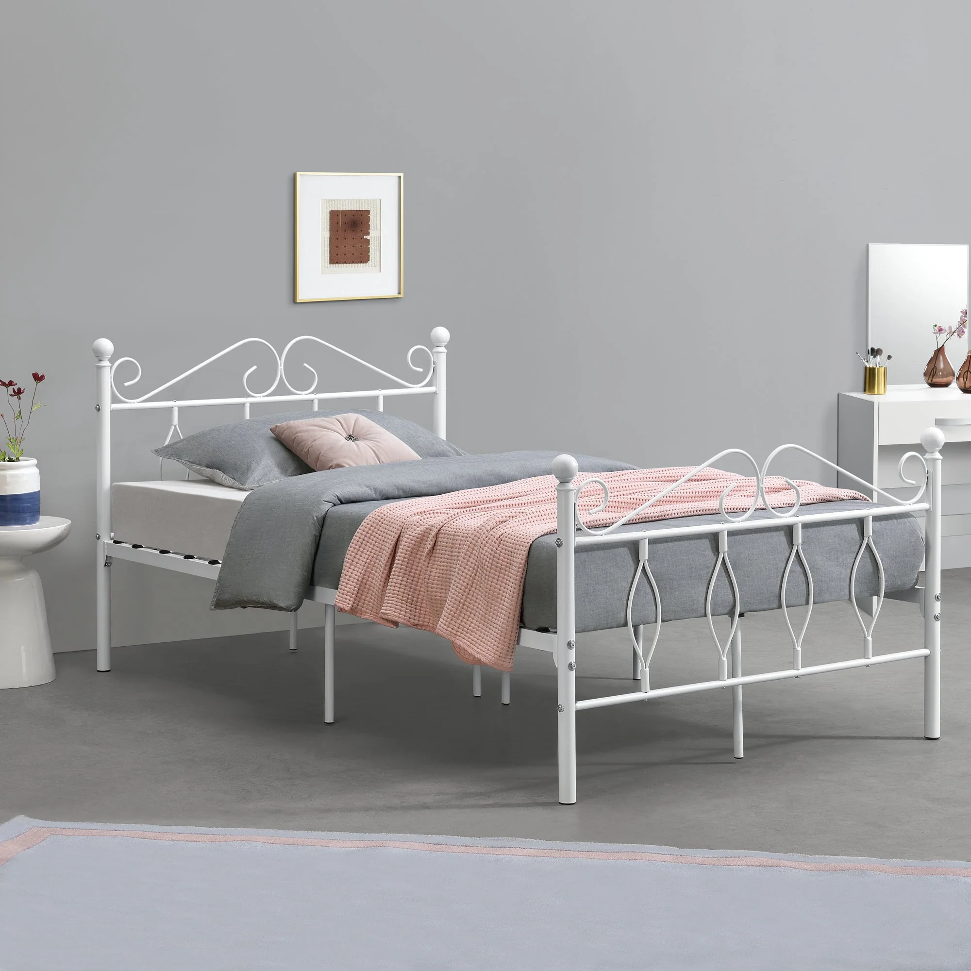 Metalen bedframe Apolda met metalen bedbodem wit - 3 varianten - Image 6