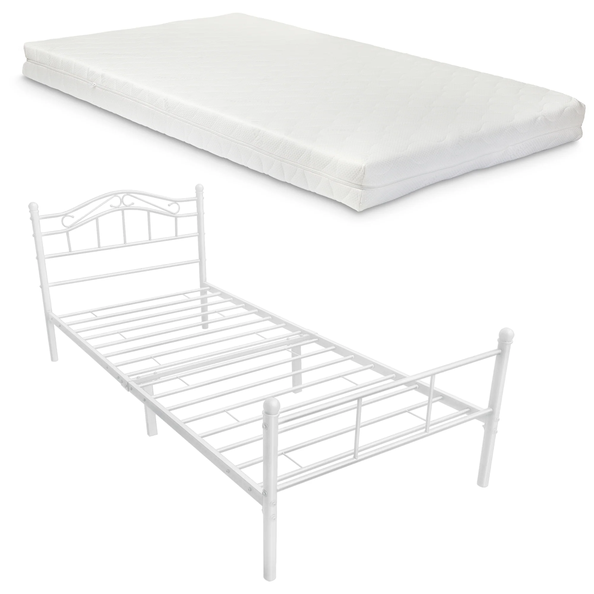Metalen bedframe incl. bedbodem met of zonder matras 120x200 cm - zwart of wit - Image 2
