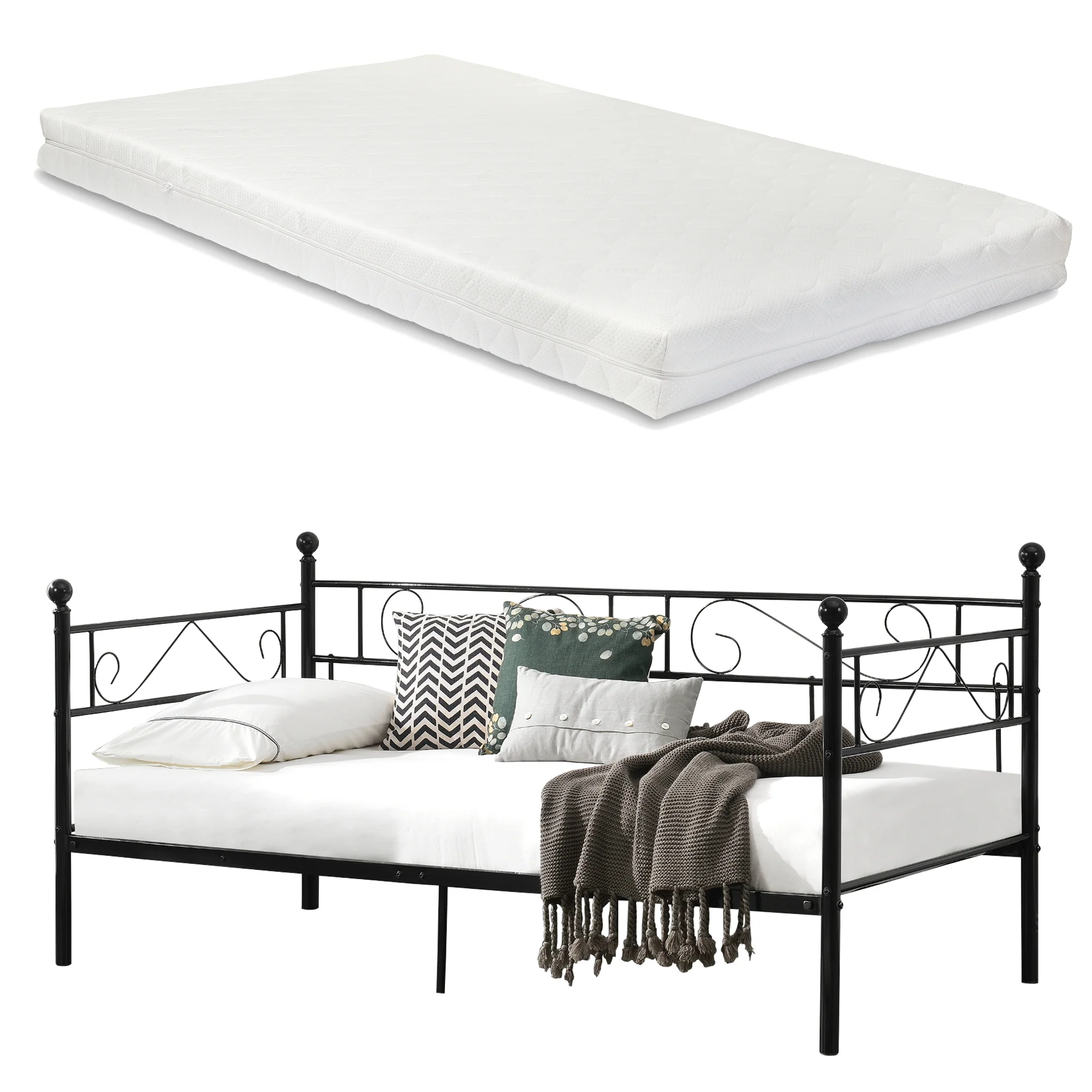 Eenpersoons slaapbank of 3-zitsbank met matras 90x200 cm - verschillende kleuren - Image 2