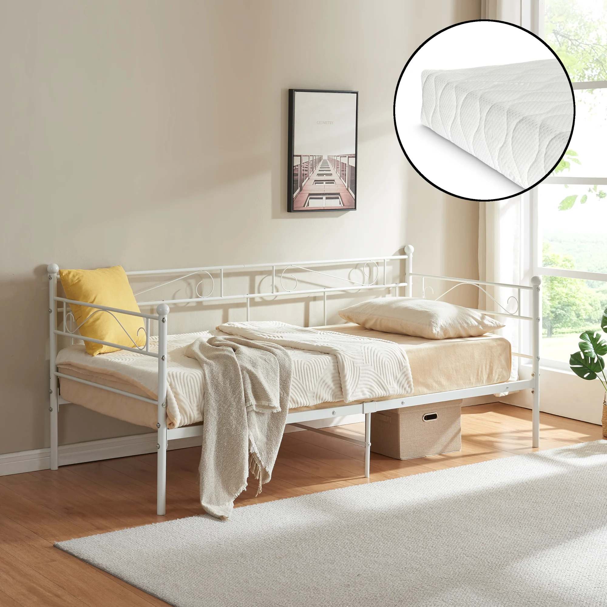 Eenpersoons slaapbank of 3-zitsbank met matras 90x200 cm - verschillende kleuren - Image 3
