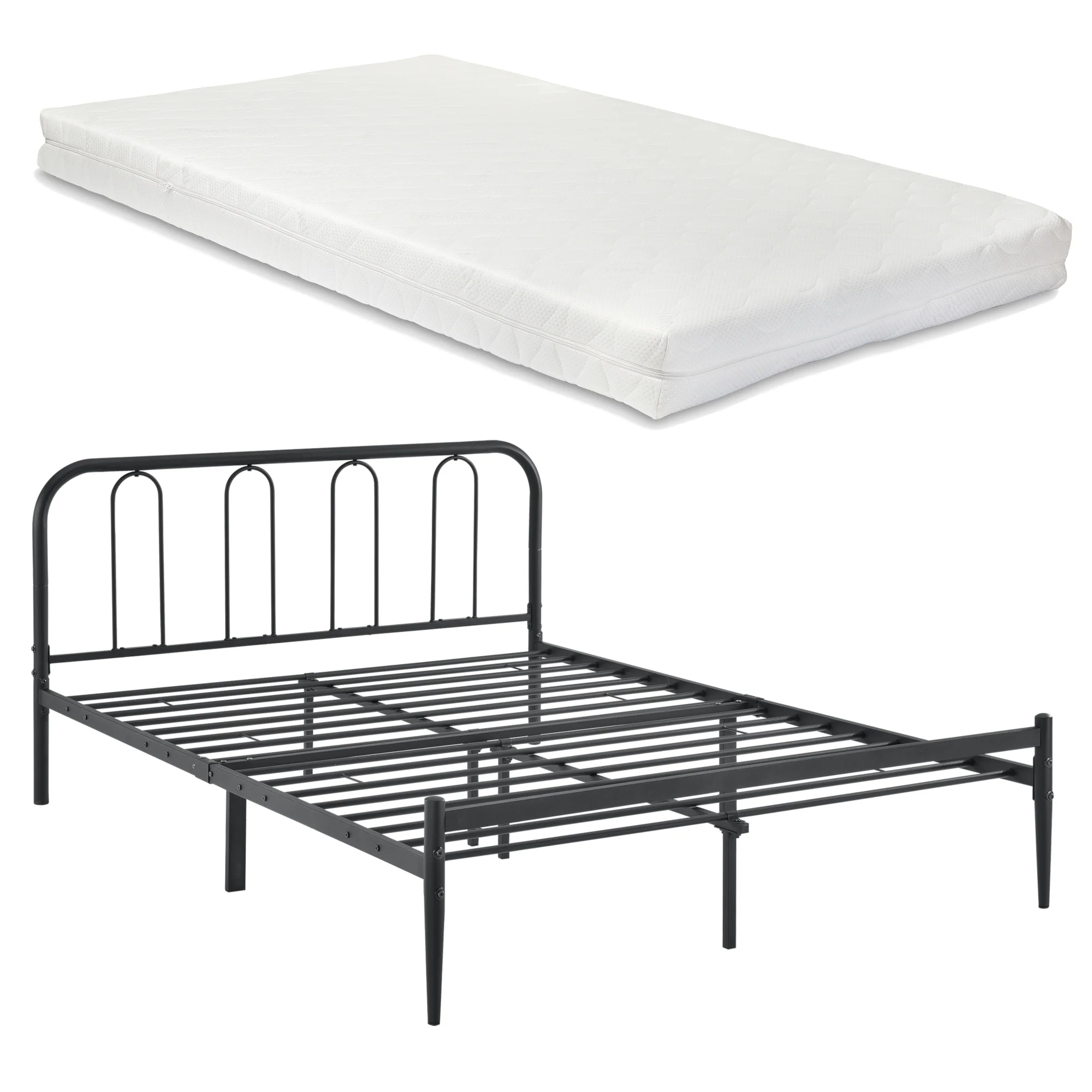 Metalen bedframe Hanko zwart met bedbodem en matras - verschillende maten - Image 3