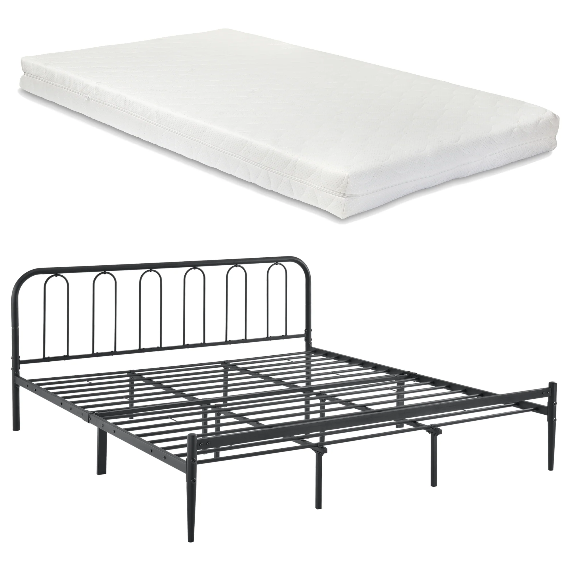 Metalen bedframe Hanko zwart met bedbodem en matras - verschillende maten - Image 5
