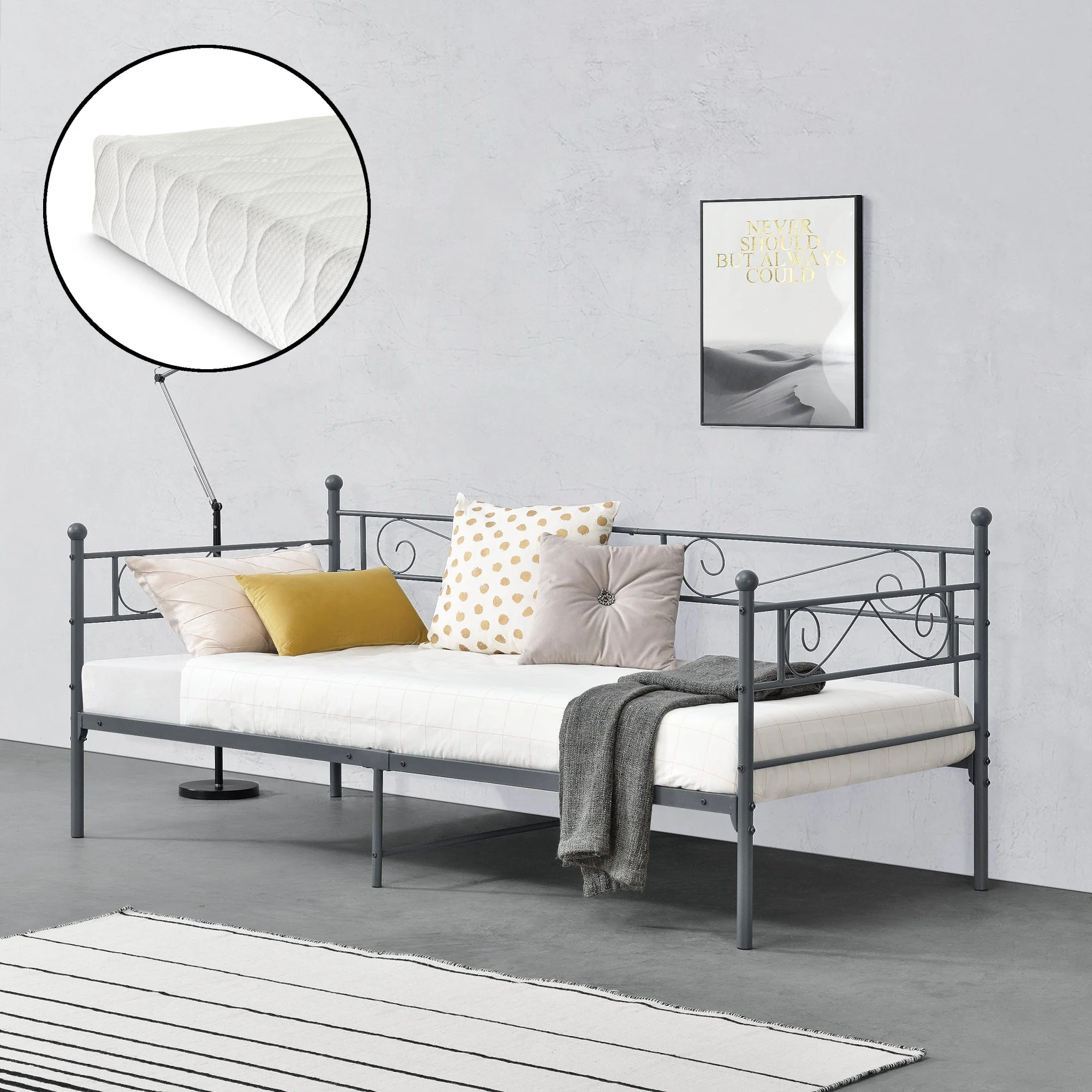 Eenpersoons slaapbank of 3-zitsbank Kerava met matras en bedbodem 90x200 cm - 3 varianten - Image 5