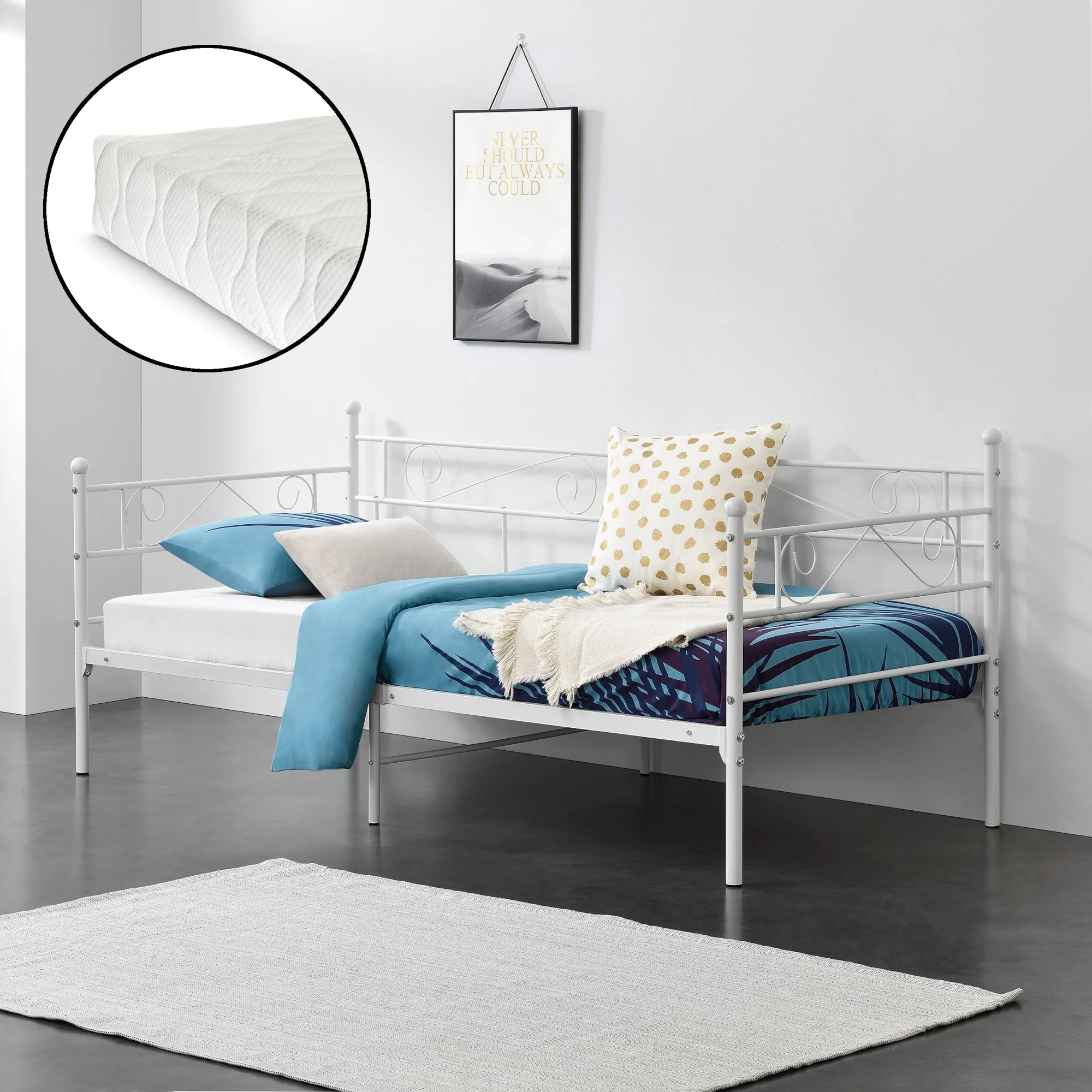 Eenpersoons slaapbank of 3-zitsbank Kerava met matras en bedbodem 90x200 cm - 3 varianten - Image 6