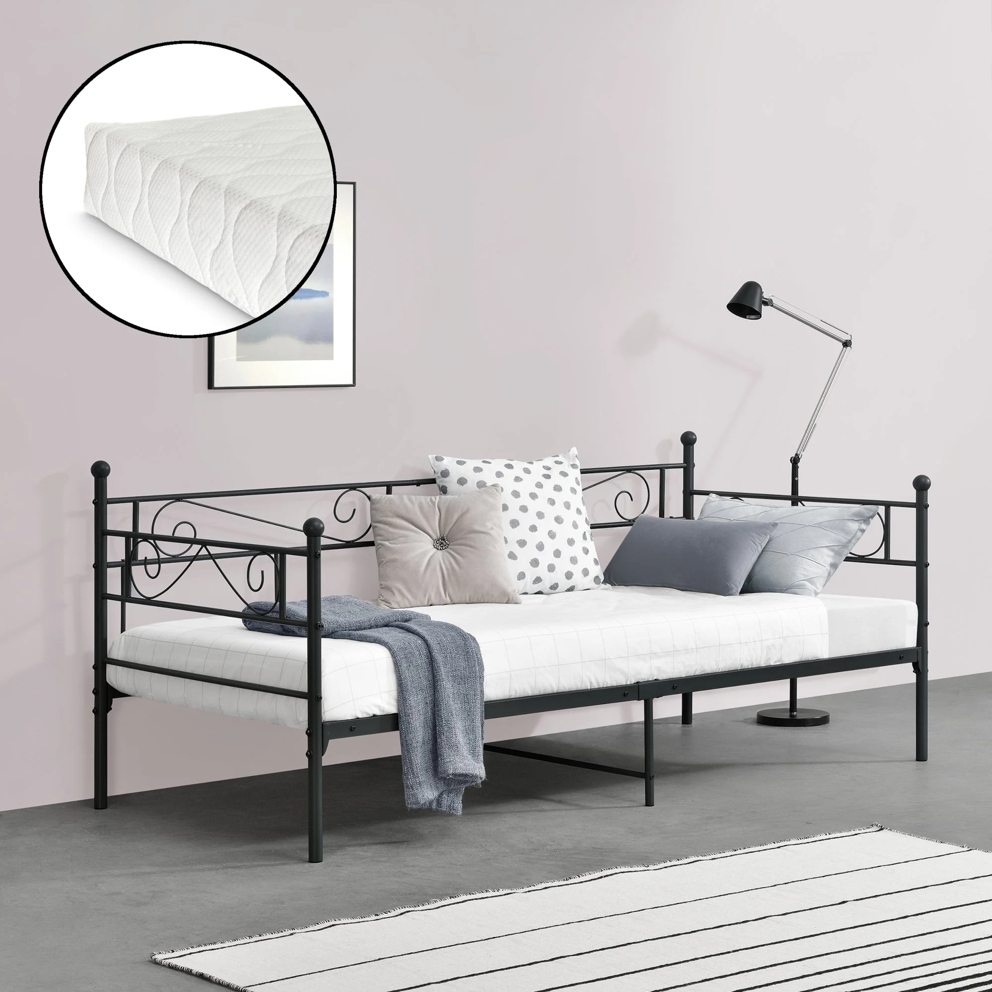 Eenpersoons slaapbank of 3-zitsbank Kerava met matras en bedbodem 90x200 cm - 3 varianten - Image 7