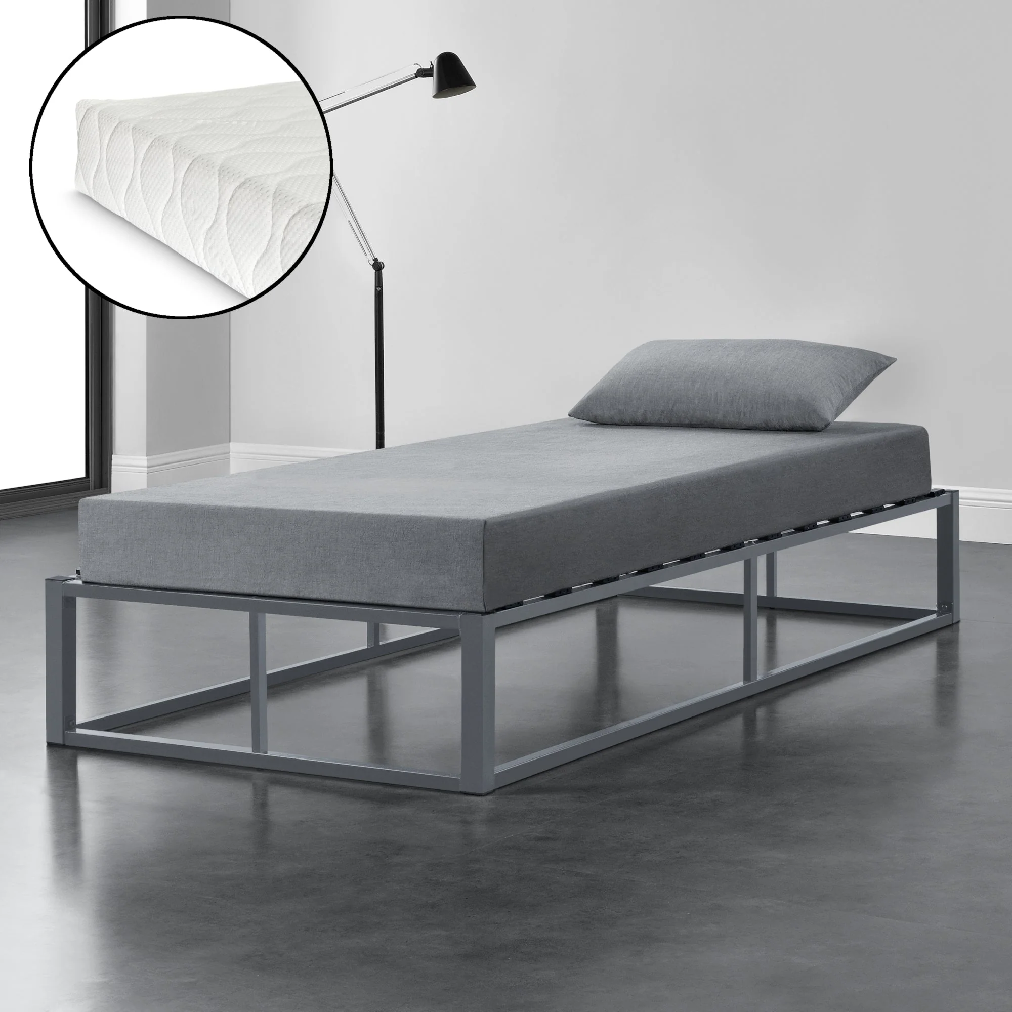 Stalen bedframe met bedbodem en matras - verschillende maten en kleuren - Image 12