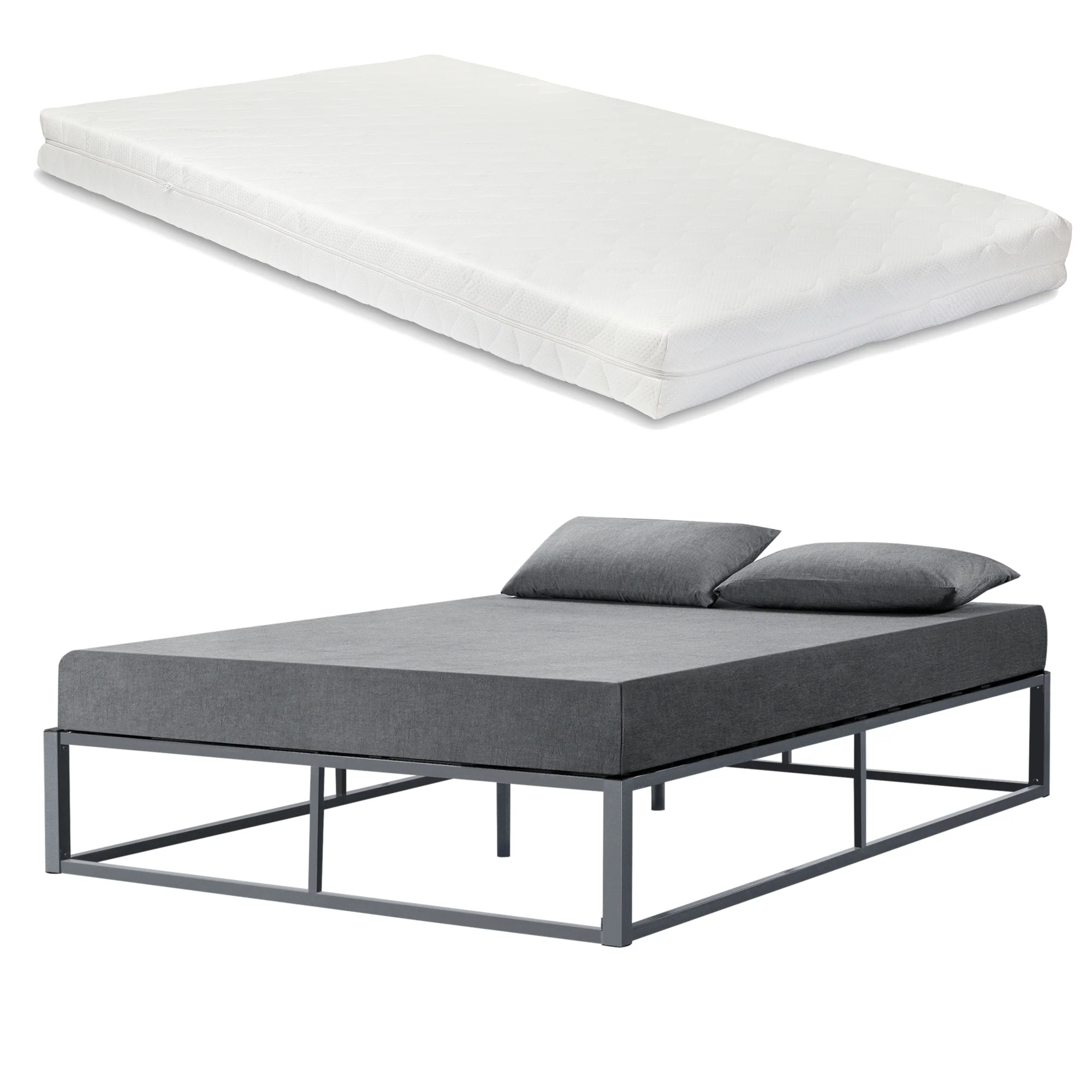 Stalen bedframe met bedbodem en matras - verschillende maten en kleuren - Image 2