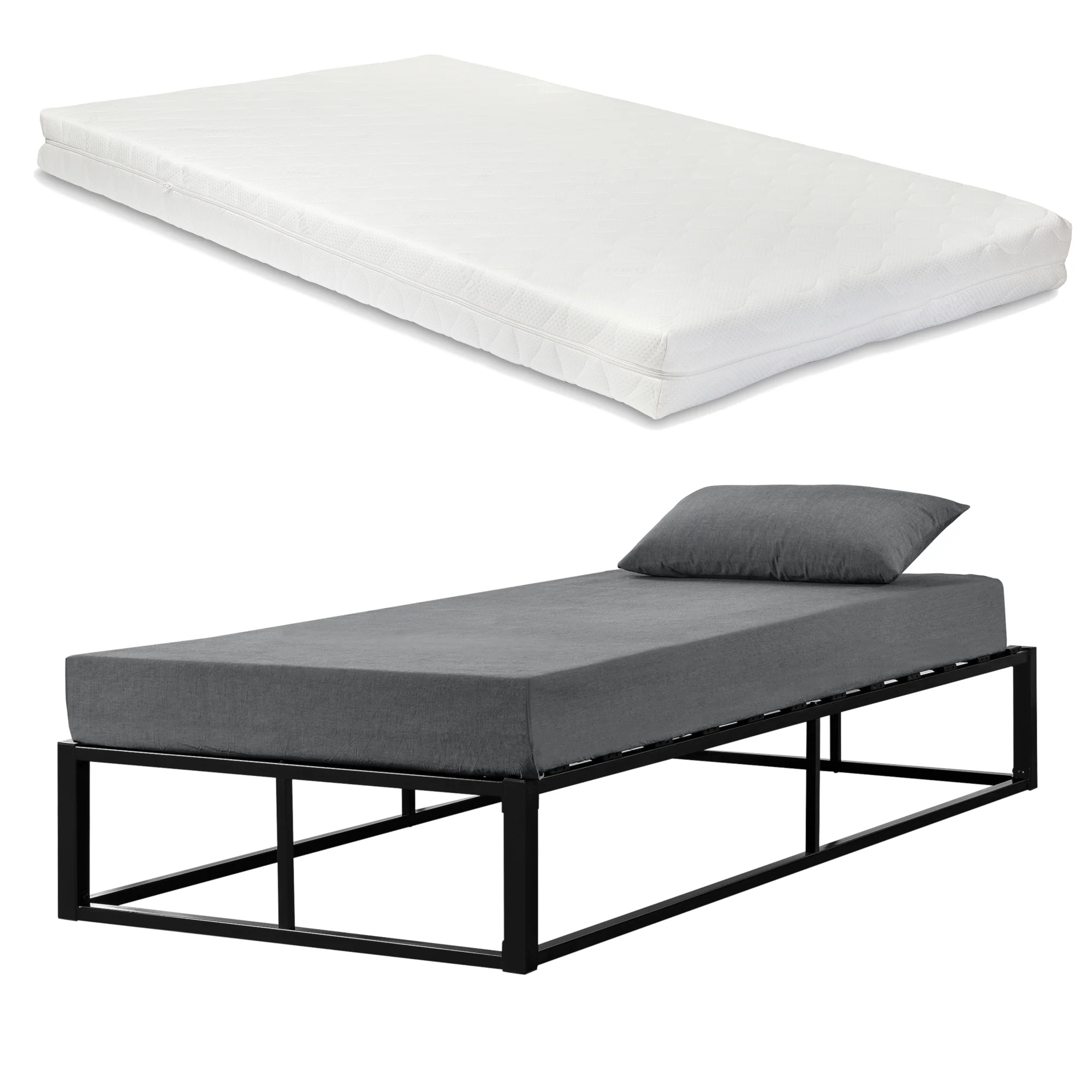 [en.casa] Stalen bed met bedbodem incl. matras zwart - verschillende maten - Image 4