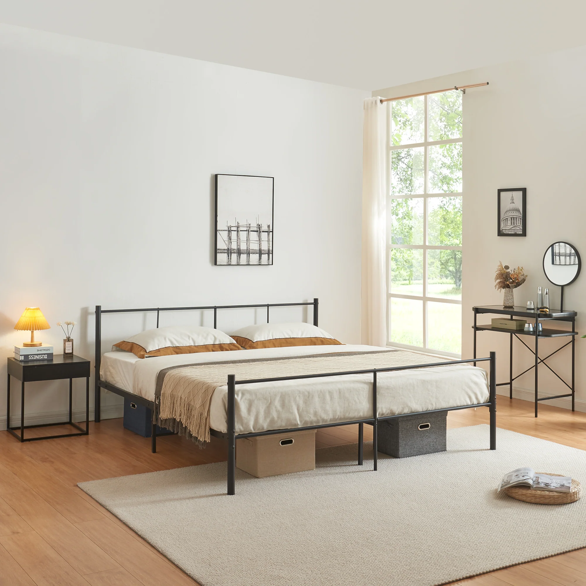 Stalen bed Laos bedframe met bedbodem zwart [en.casa] - Image 3