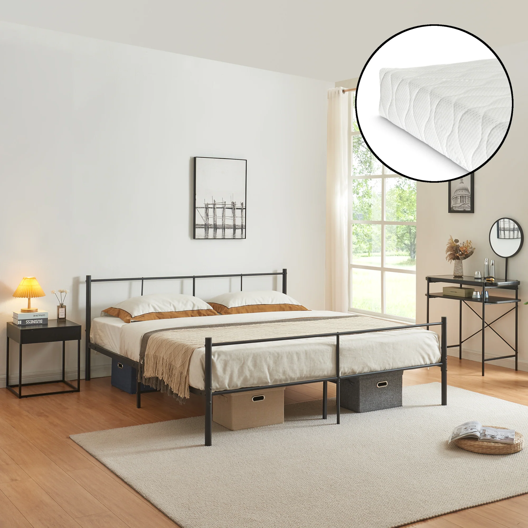 Metalen bedframe Laos met bedbodem en matras zwart - verschillende kleuren - Image 2