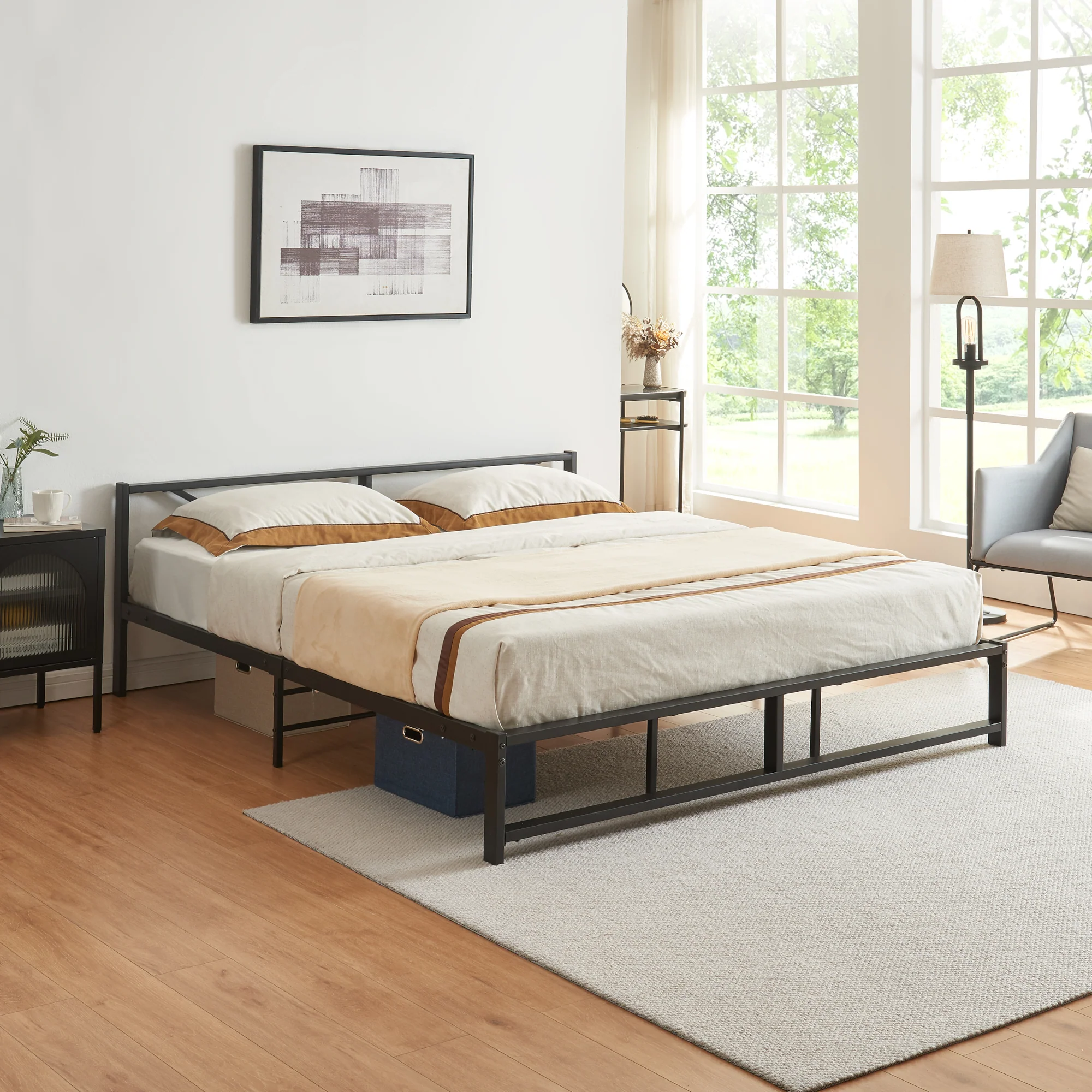 Metalen bed Meran bedframe met bedbodem zwart - 3 maten - Image 2