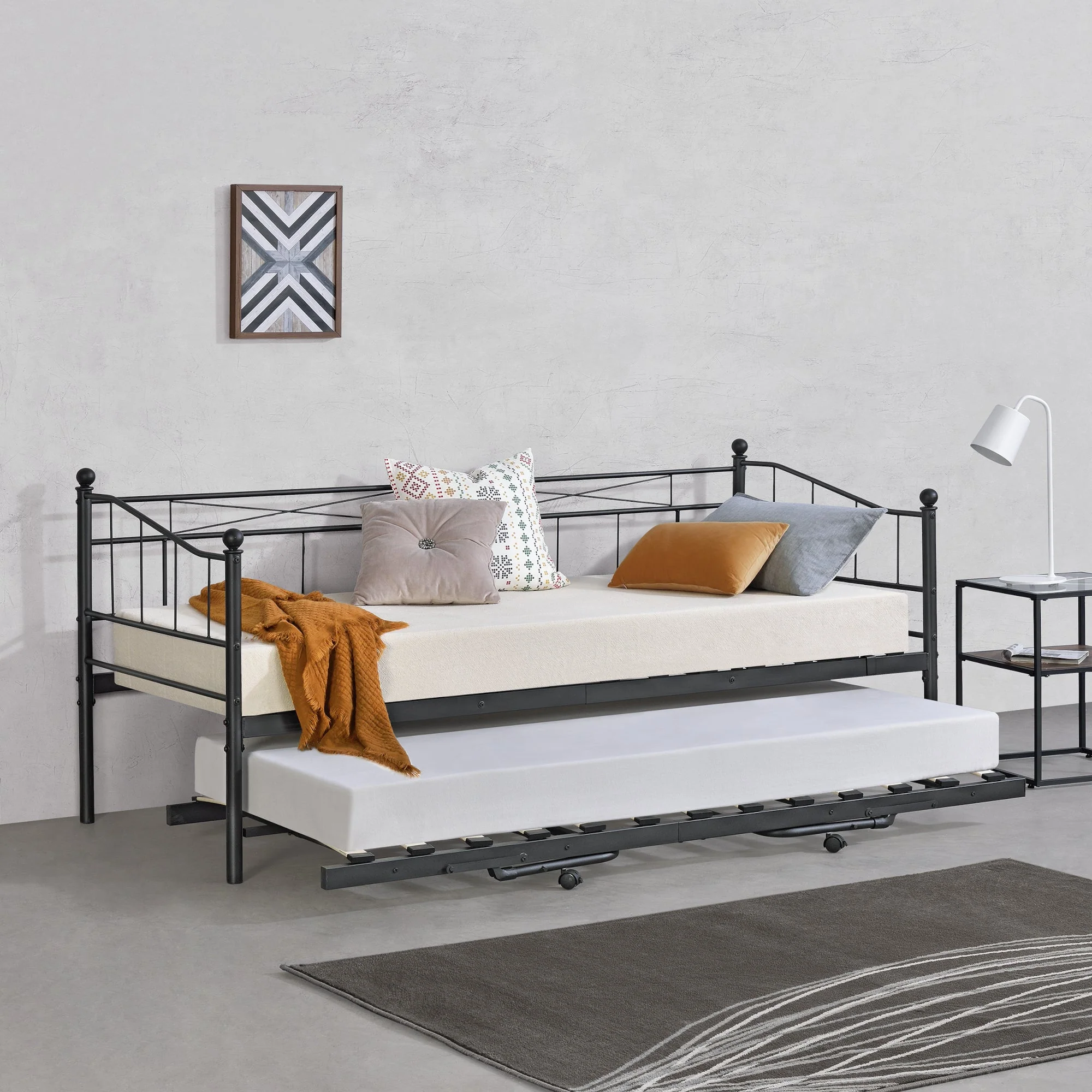 Slaapbank met onderschuifbed Skutskär 90x200 cm - 2 varianten - Image 4
