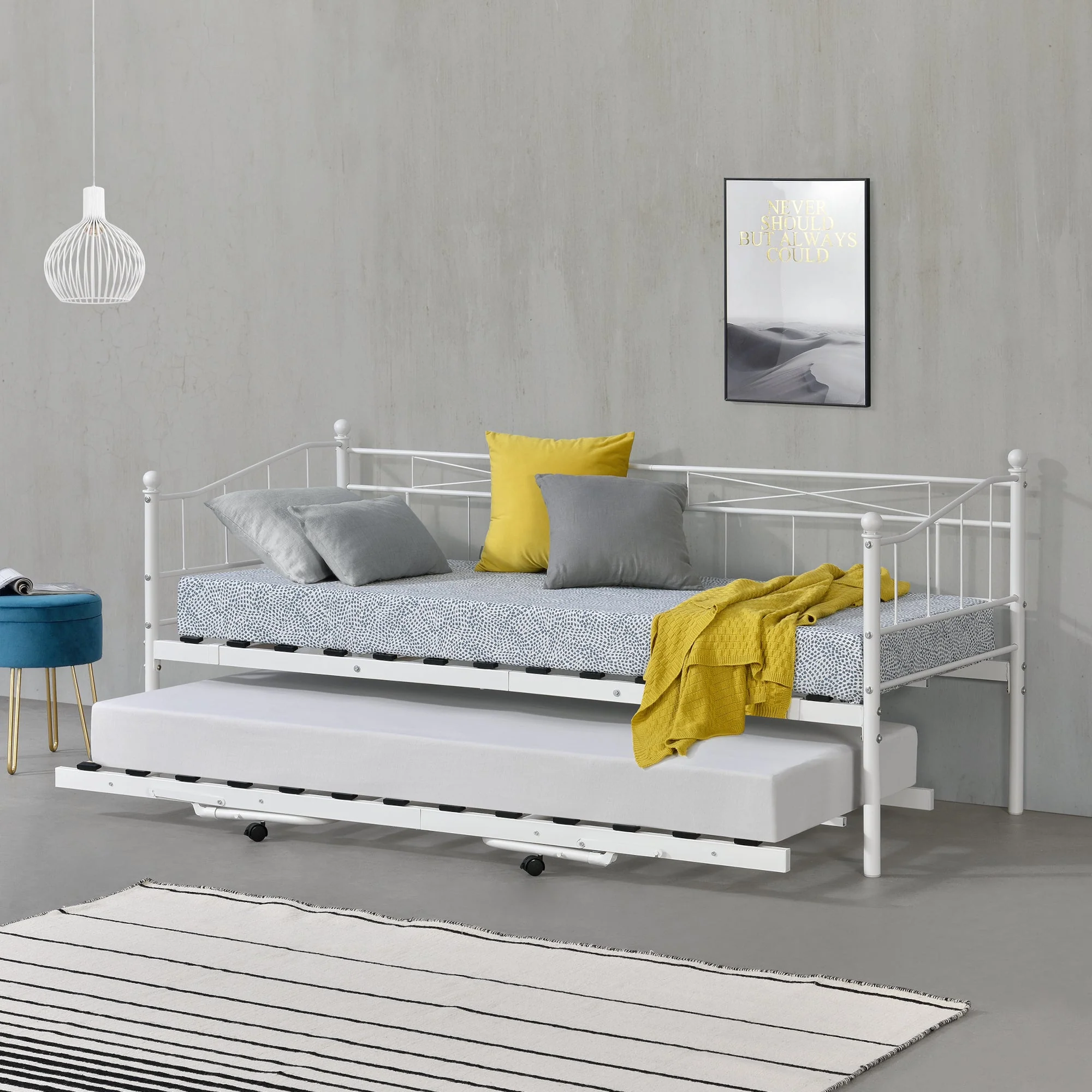 Slaapbank met onderschuifbed Skutskär 90x200 cm - 2 varianten - Image 5