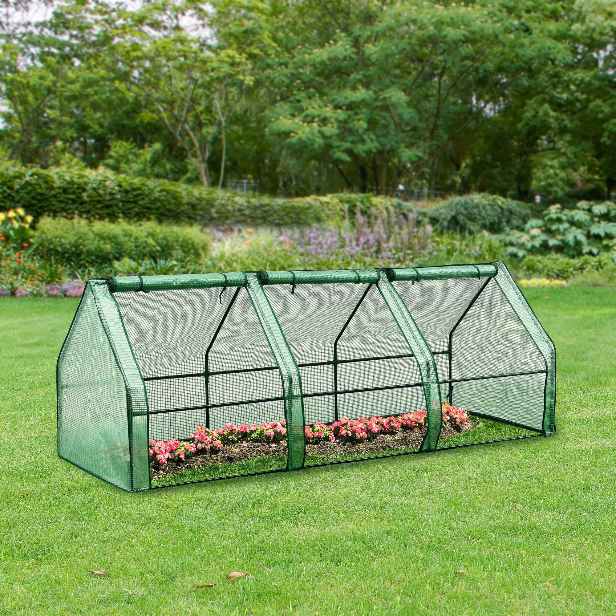 [en.casa] Tuinkas Höflein kweekkas 240x90x90 cm groen - Image 2