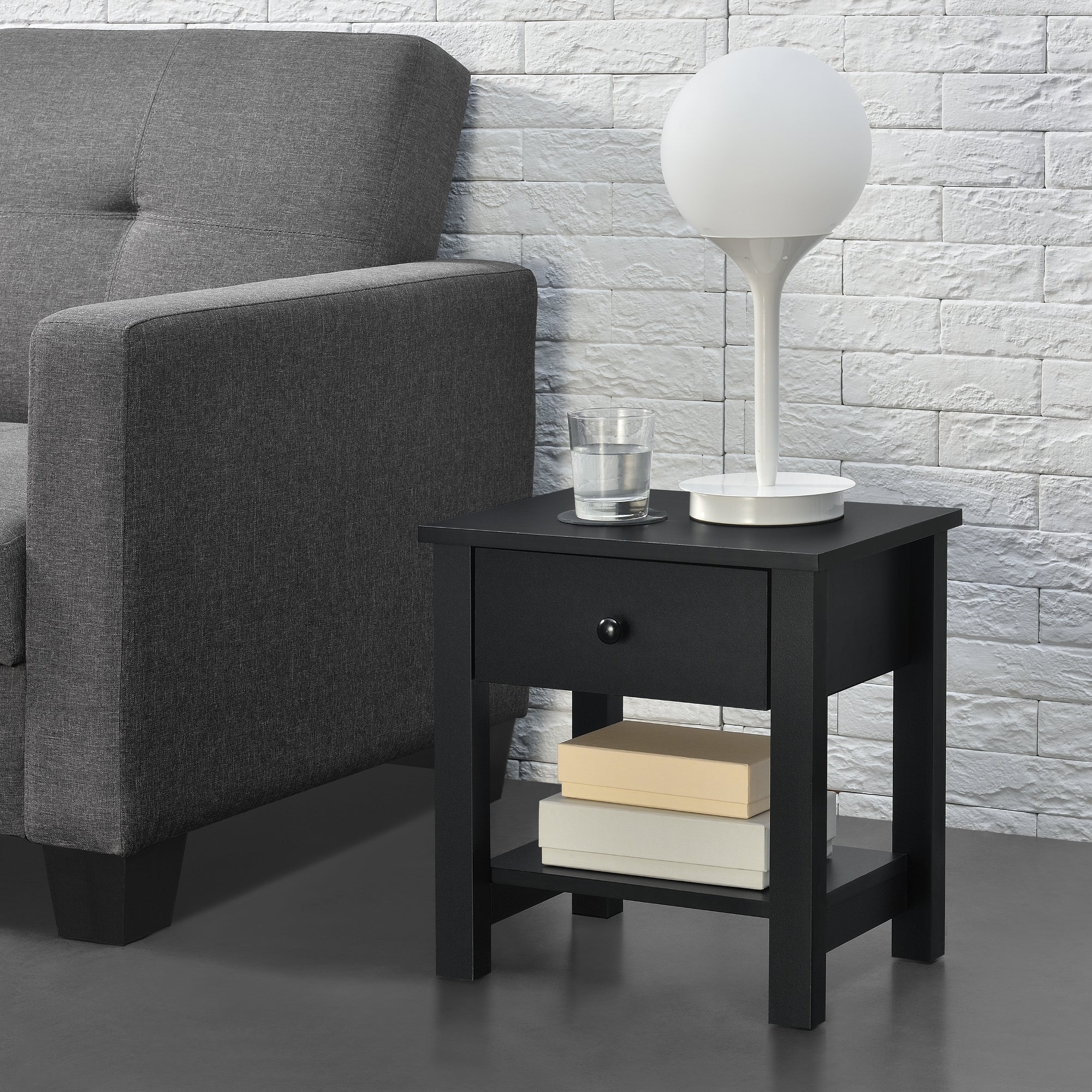 Nachtkastje Capri MDF 40x29,7x41,5 cm met lade en plank - 2 varianten - Image 4