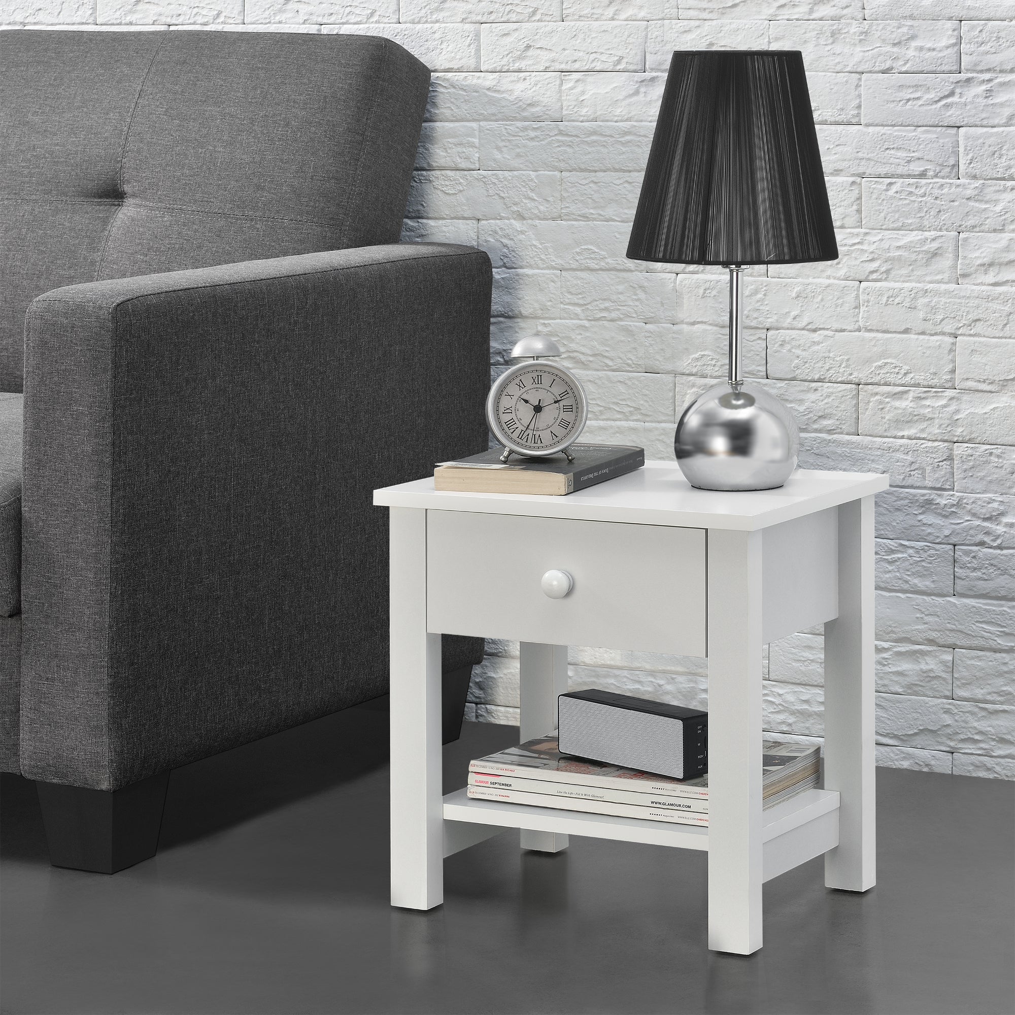 Nachtkastje Capri MDF 40x29,7x41,5 cm met lade en plank - 2 varianten - Image 5