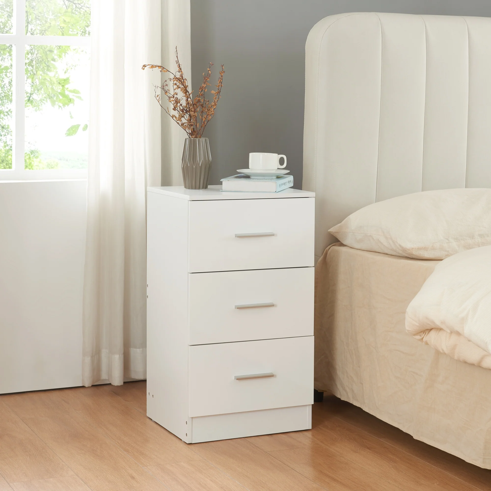 [en.casa] Nachtkastje Aurdal 1 of 2 stuks met 3 lades 66x37x34,5 cm - 4 varianten