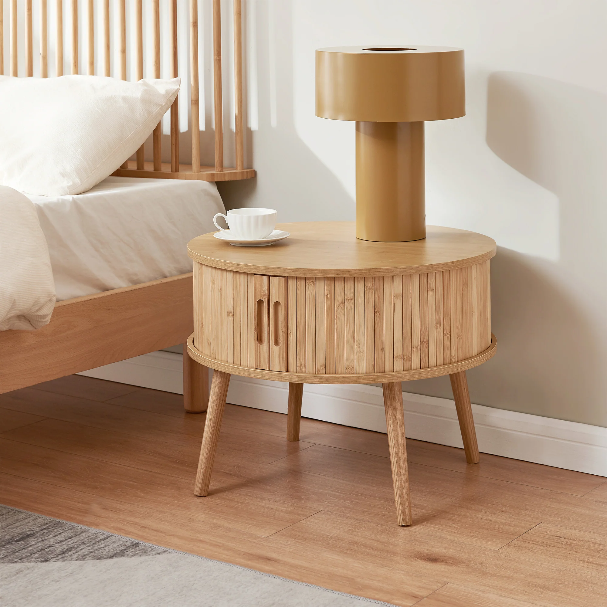 Nachtkastje Nordkapp rond 45x60 cm naturel [en.casa] - Image 2
