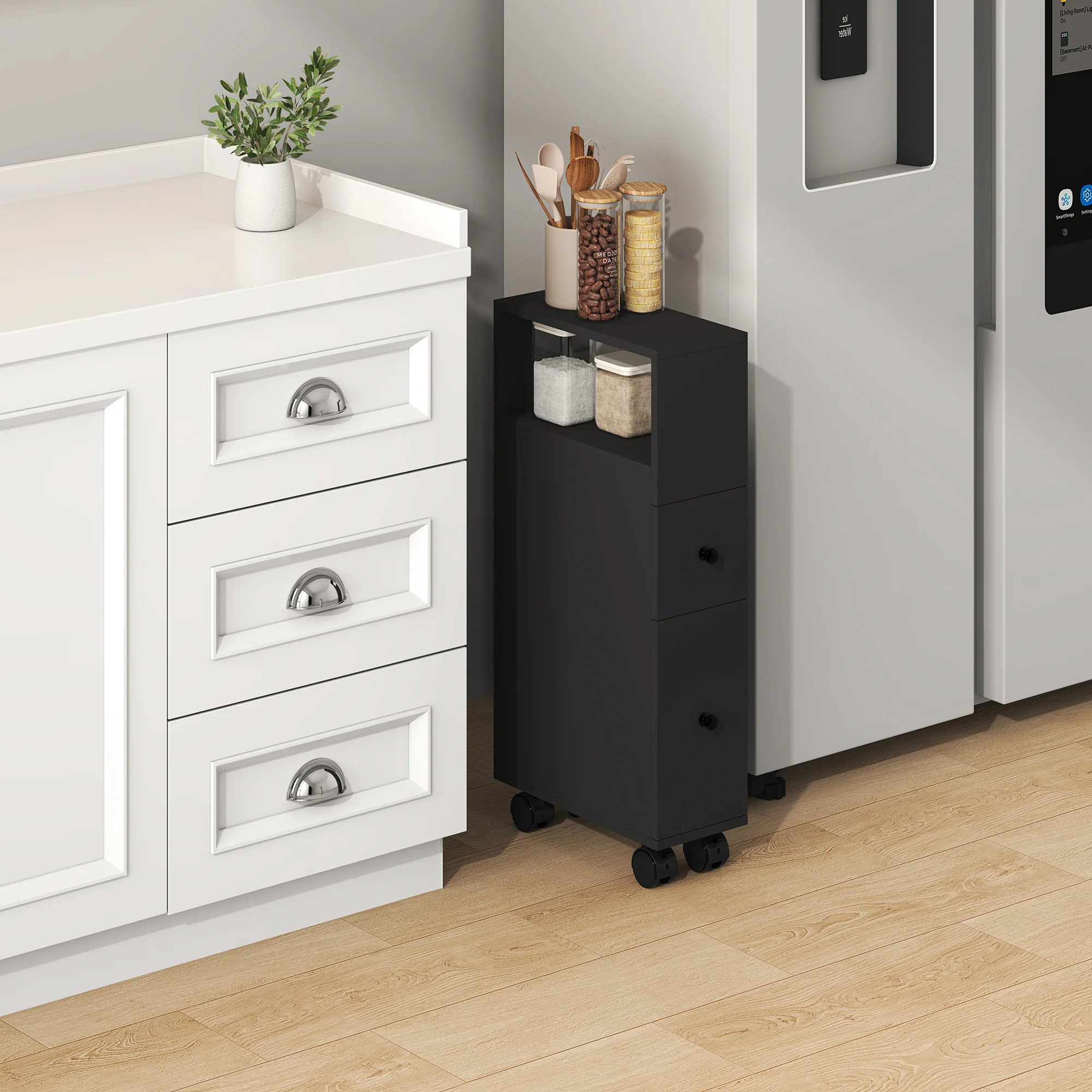 Niches kast op wieltjes Broreynna 66x15x33 cm [en.casa] - Image 3