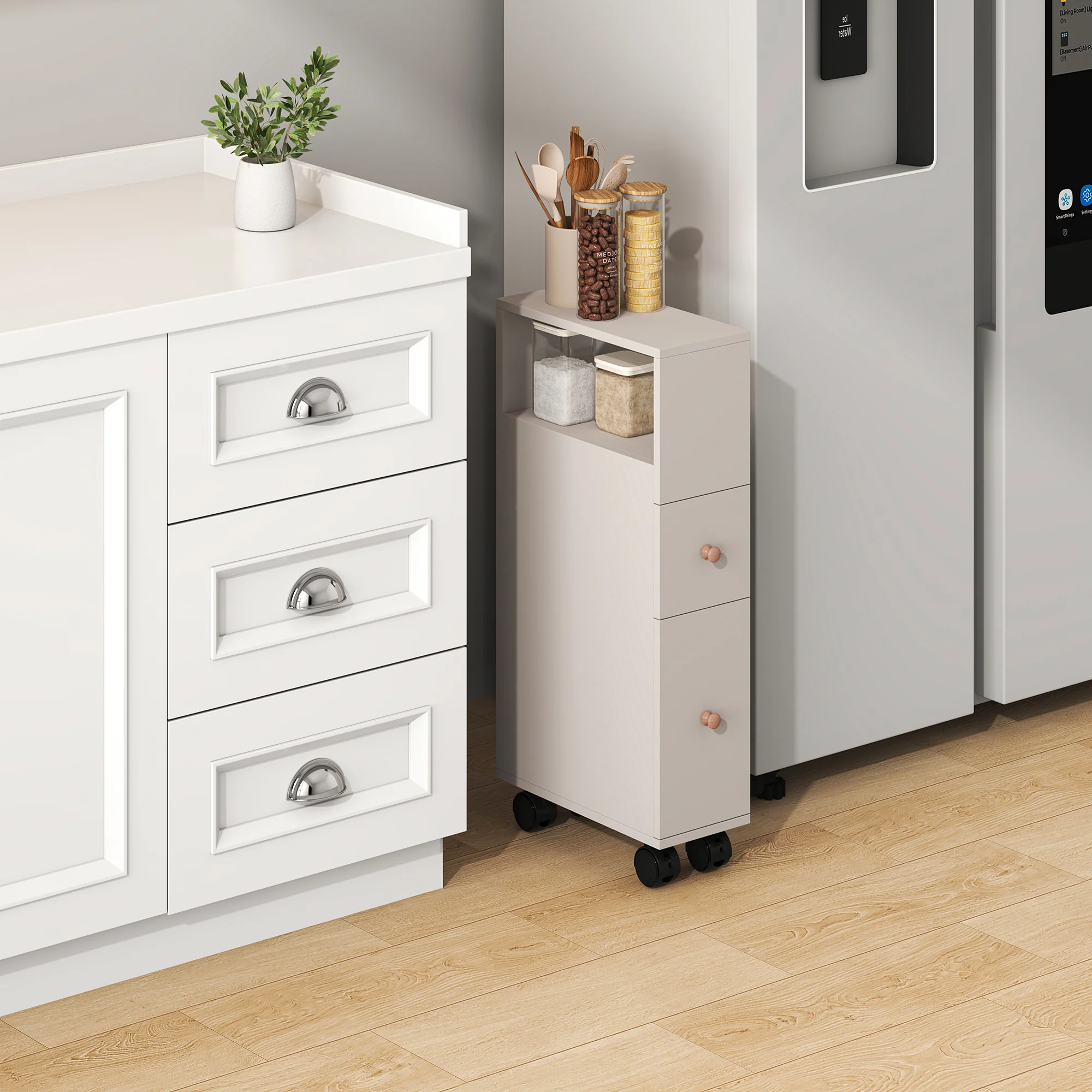 Niches kast op wieltjes Broreynna 66x15x33 cm [en.casa] - Image 4