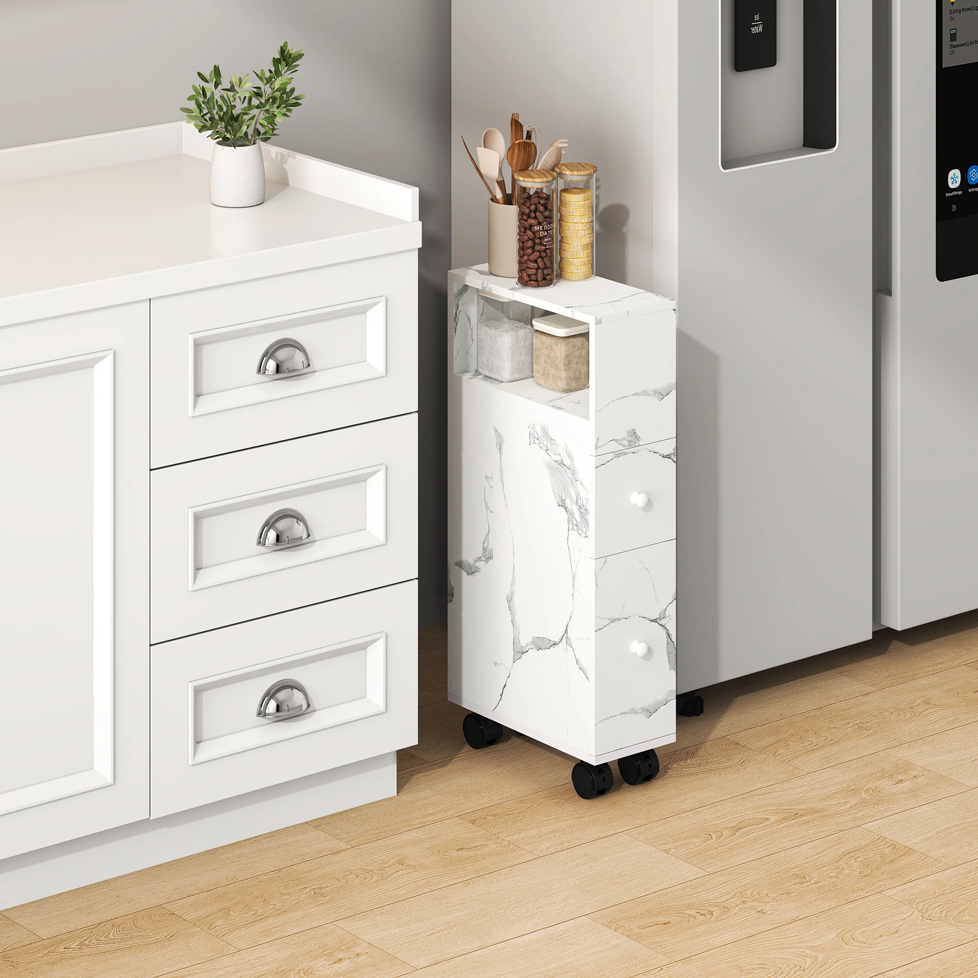 Niches kast op wieltjes Broreynna 66x15x33 cm [en.casa] - Image 5