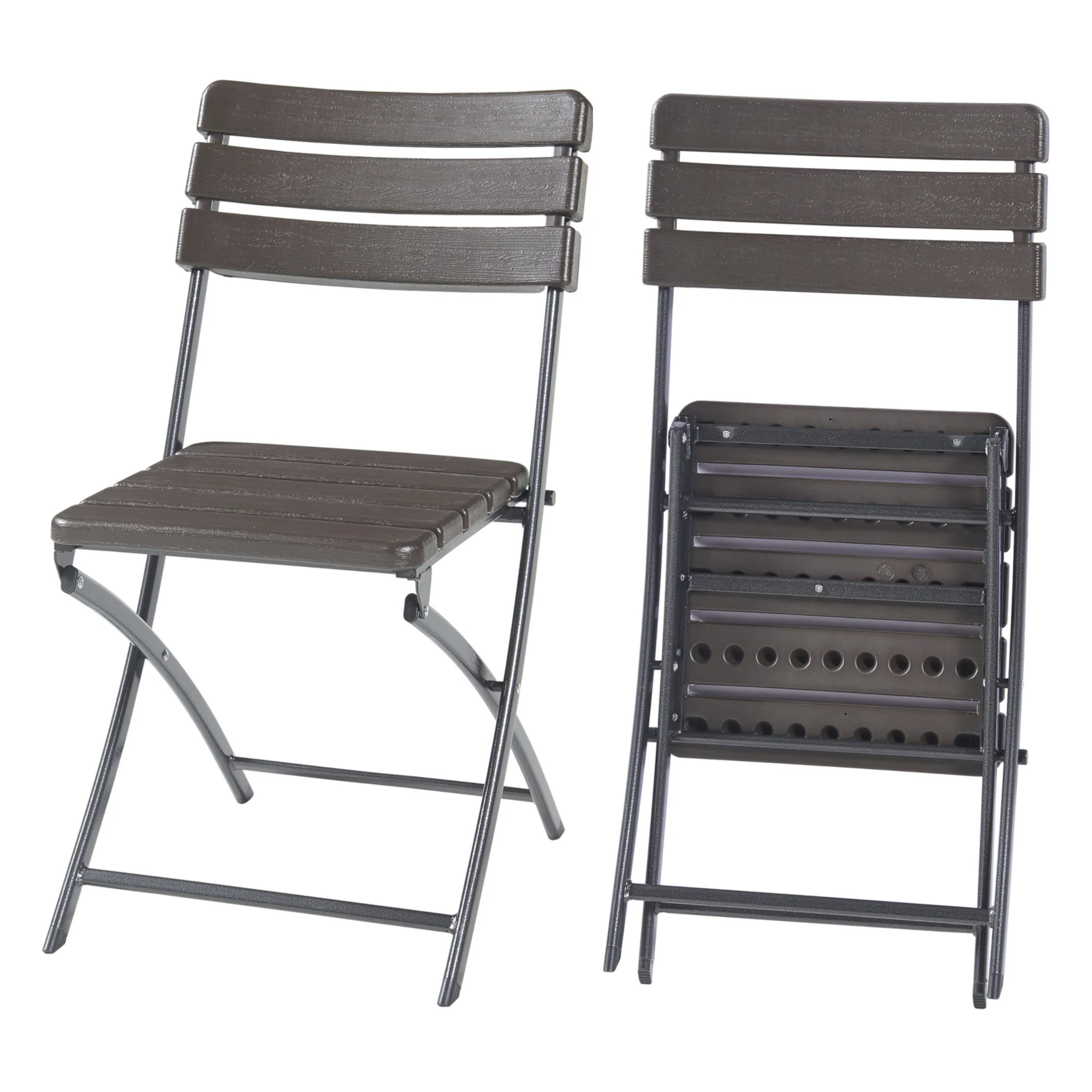Klapstoel Lillestrøm set van 2 tuinstoelen 81x46x58 cm houtlook donkerbruin [en.casa]