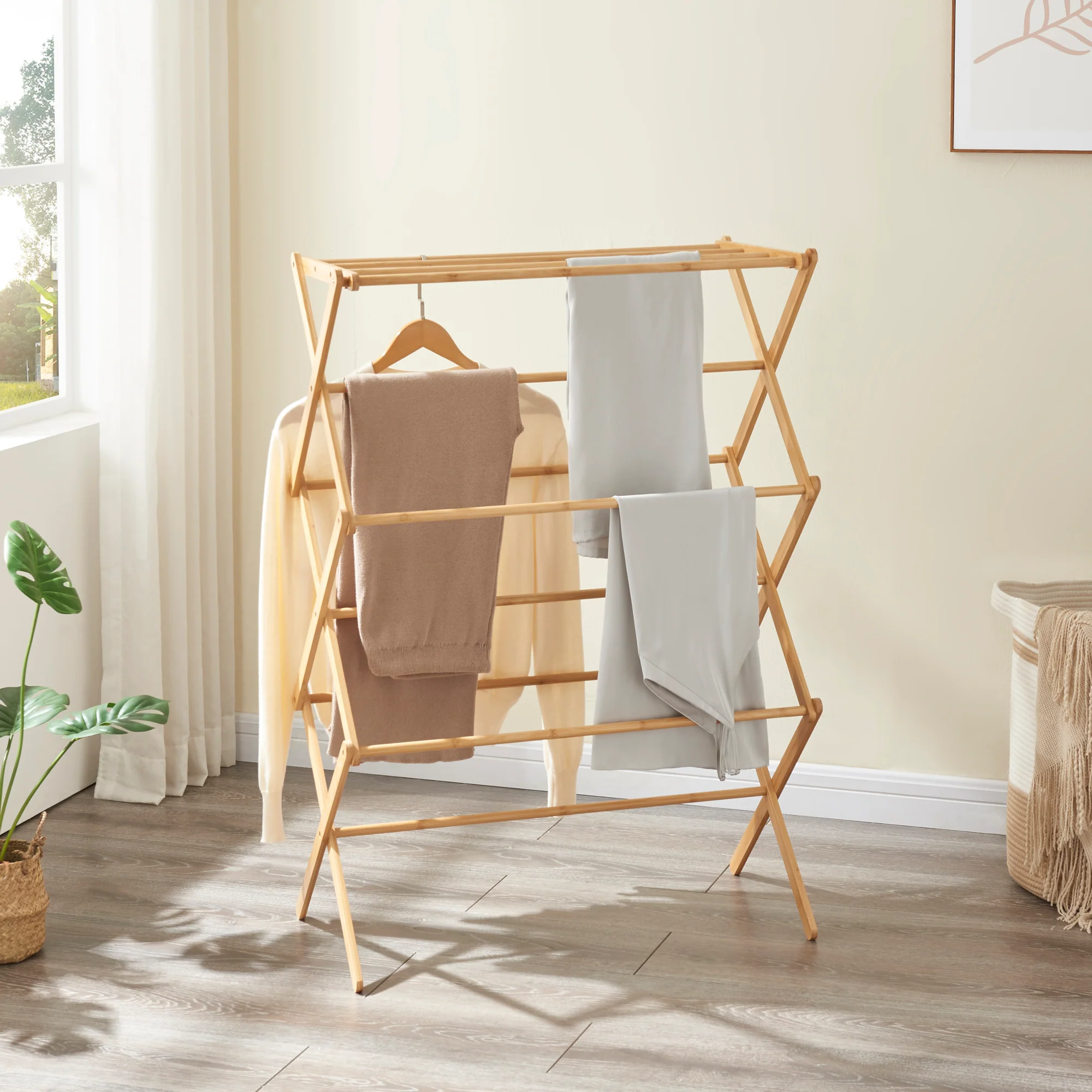 [en.casa] Droogrek Grinau inklapbaar 128x72x44 cm bamboe