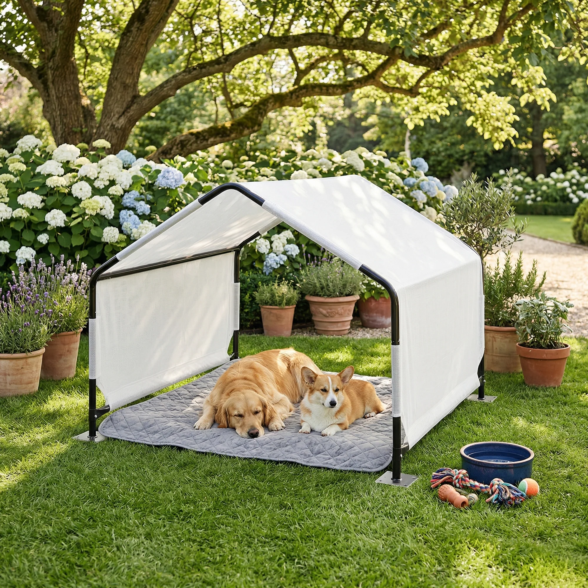 Honden tent Valevali 122x122x90 cm zwart en wit [en.casa] 
