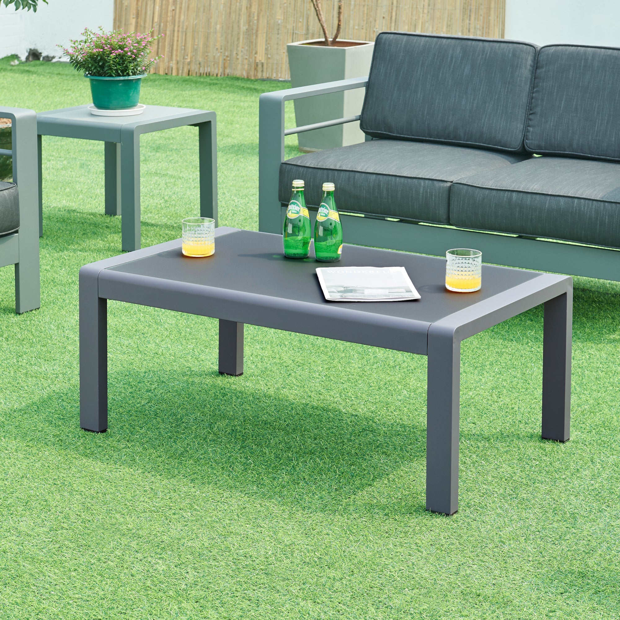 Tuintafel Avise 100x60x40 cm glazen tafel antraciet casa.pro
