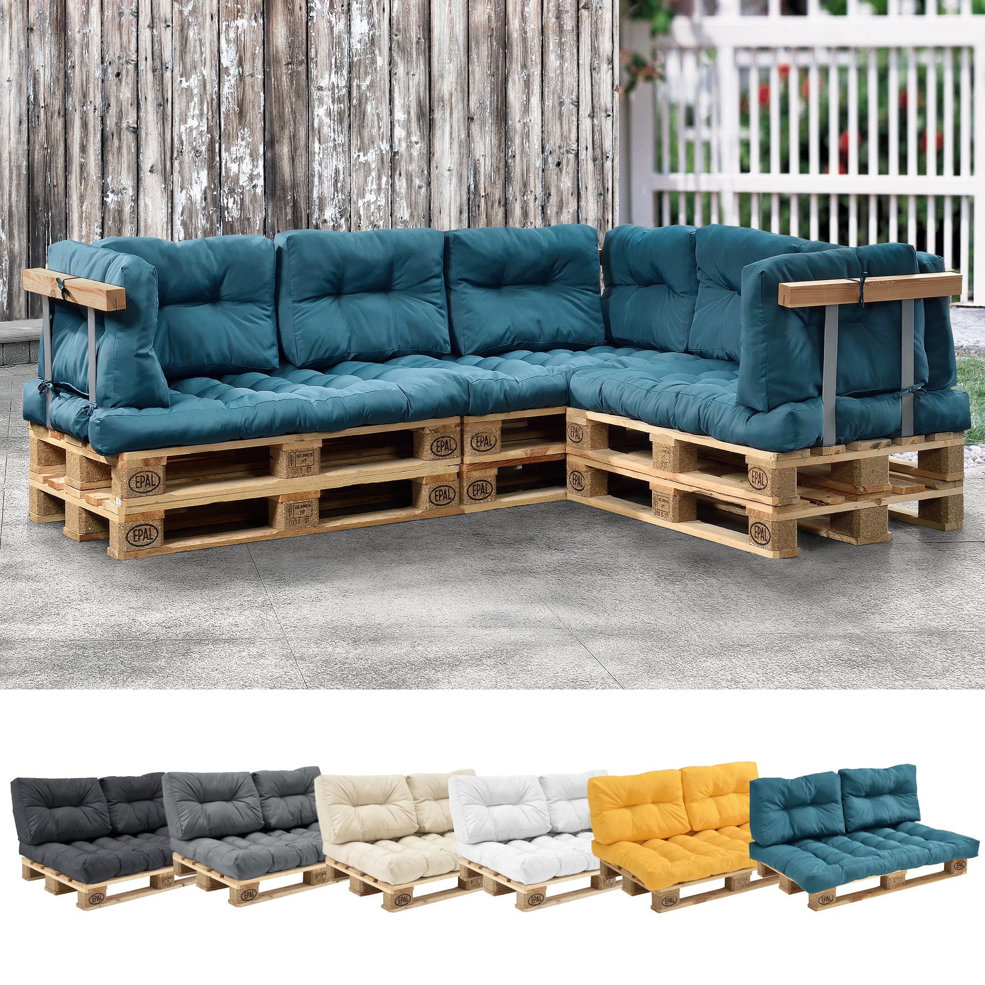 Rugkussen zitkussen en leuningen voor palletbank - 14 varianten - Image 2