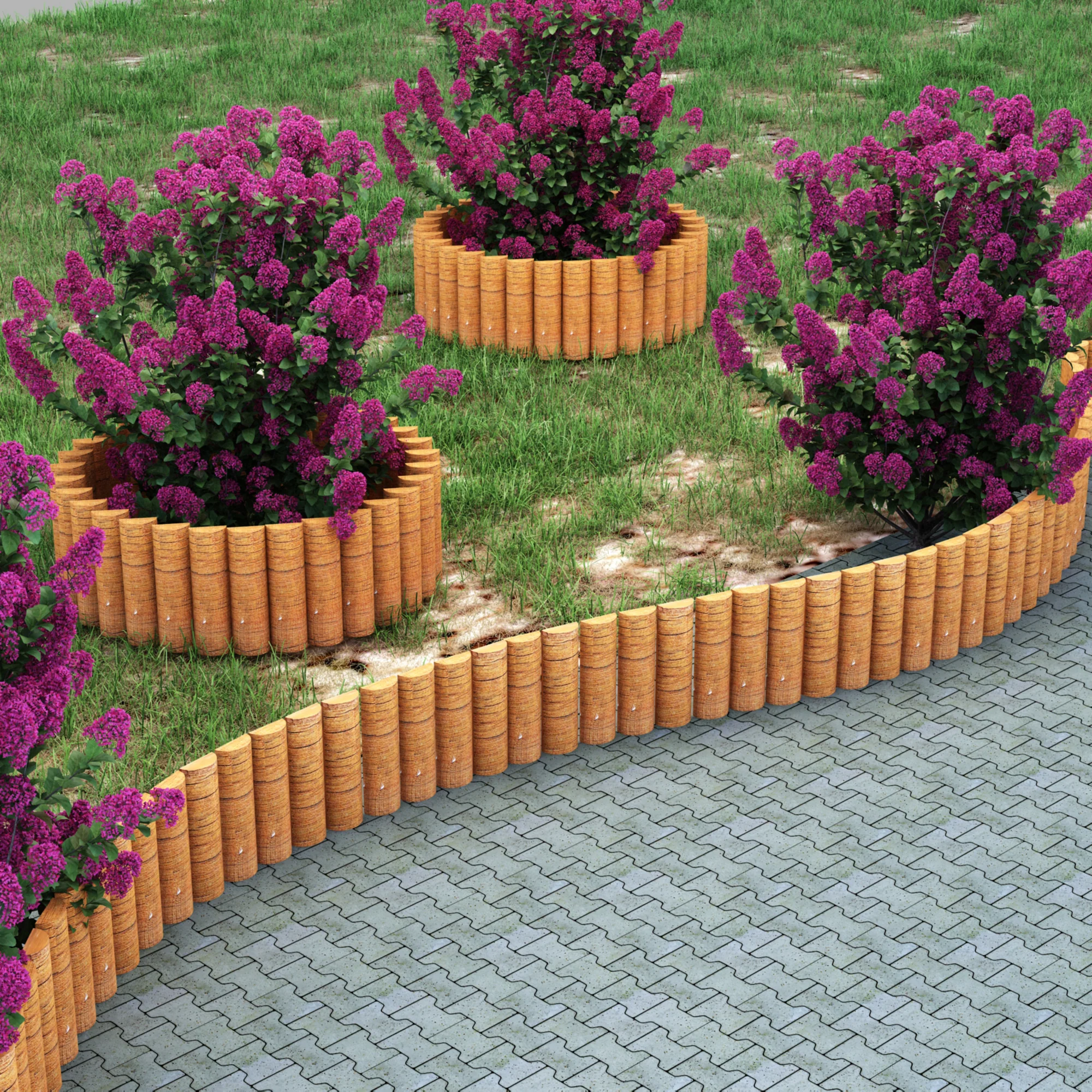 [en.casa] Palissade Rotta borderrand grenen 150 cm houtkleurig