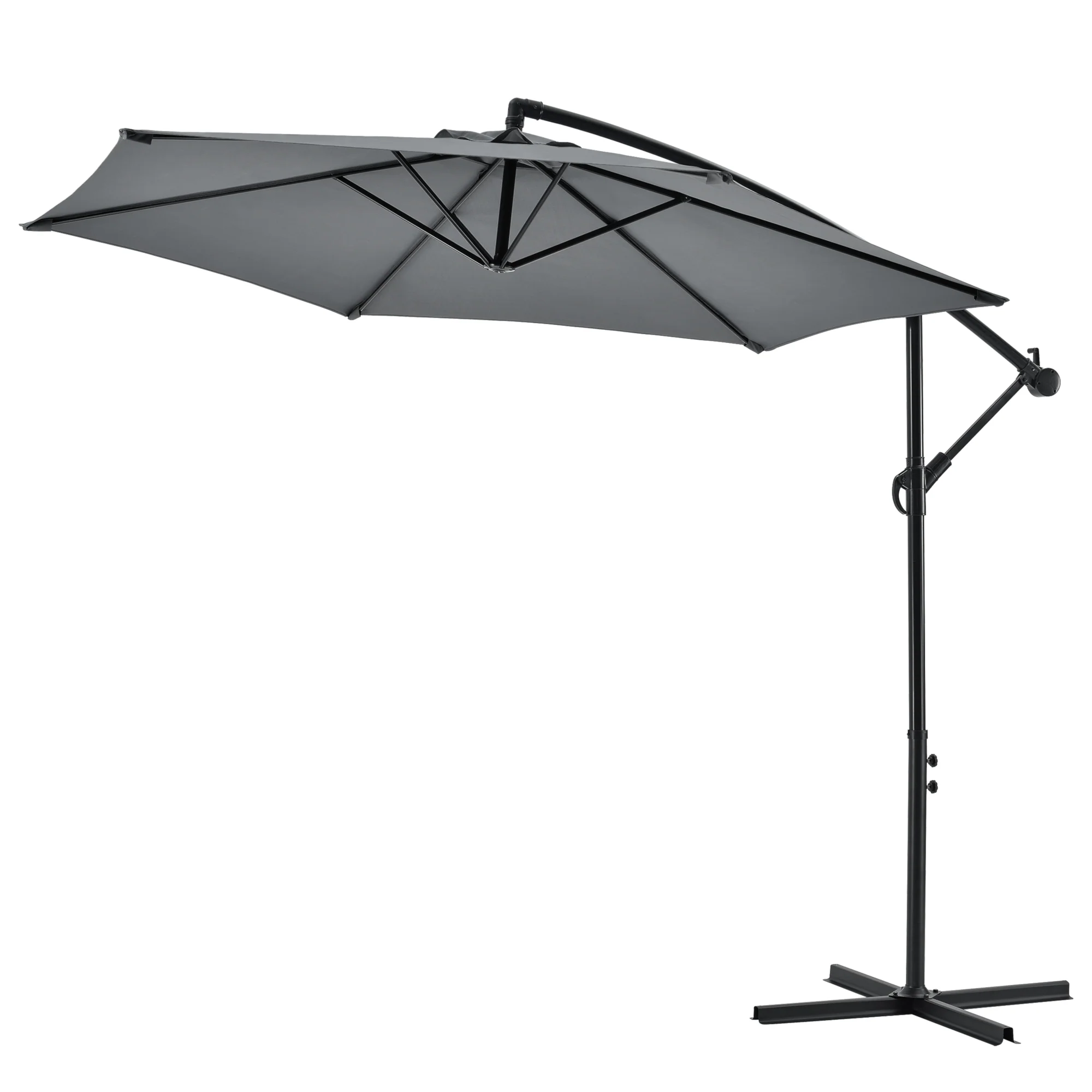Zweefparasol staal Ø 270x245 cm incl. kruisvoet grijs