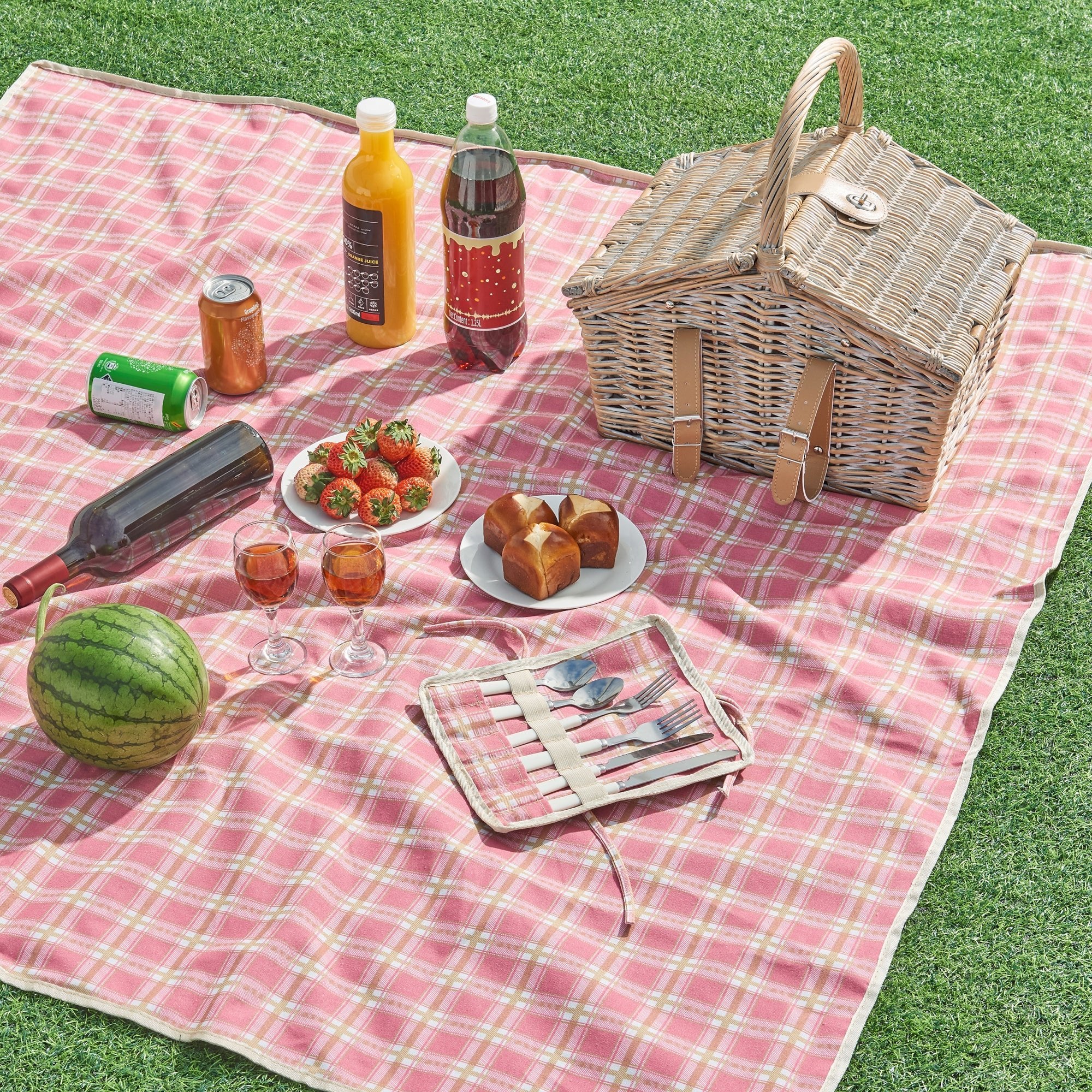 Picknickmand Bucchianico 2-persoons picknickset geel en wit casa.pro